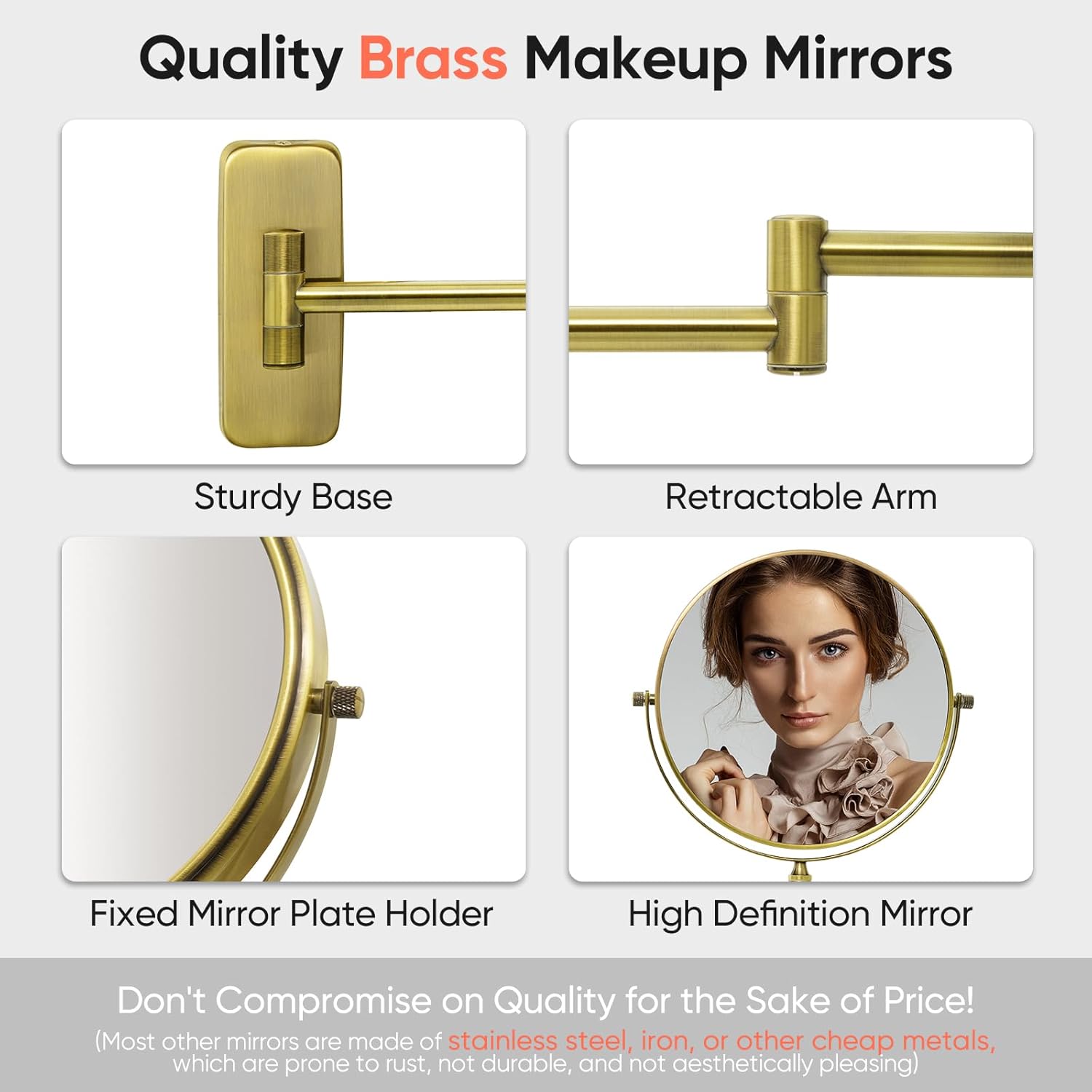 Double-Sided Wall-Mount Makeup Mirror