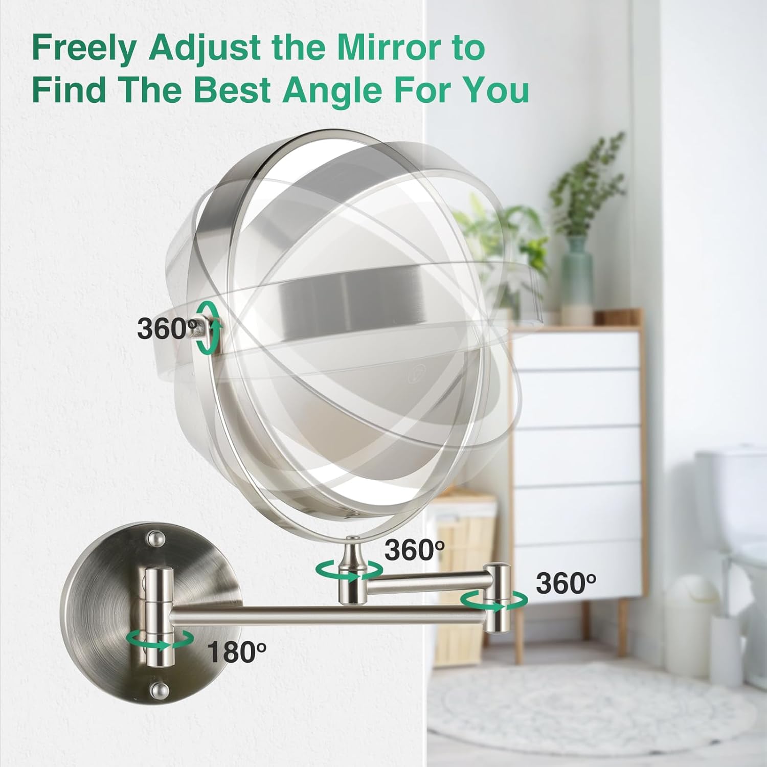 Rechargeable LED Wall-Mounted Makeup Mirror