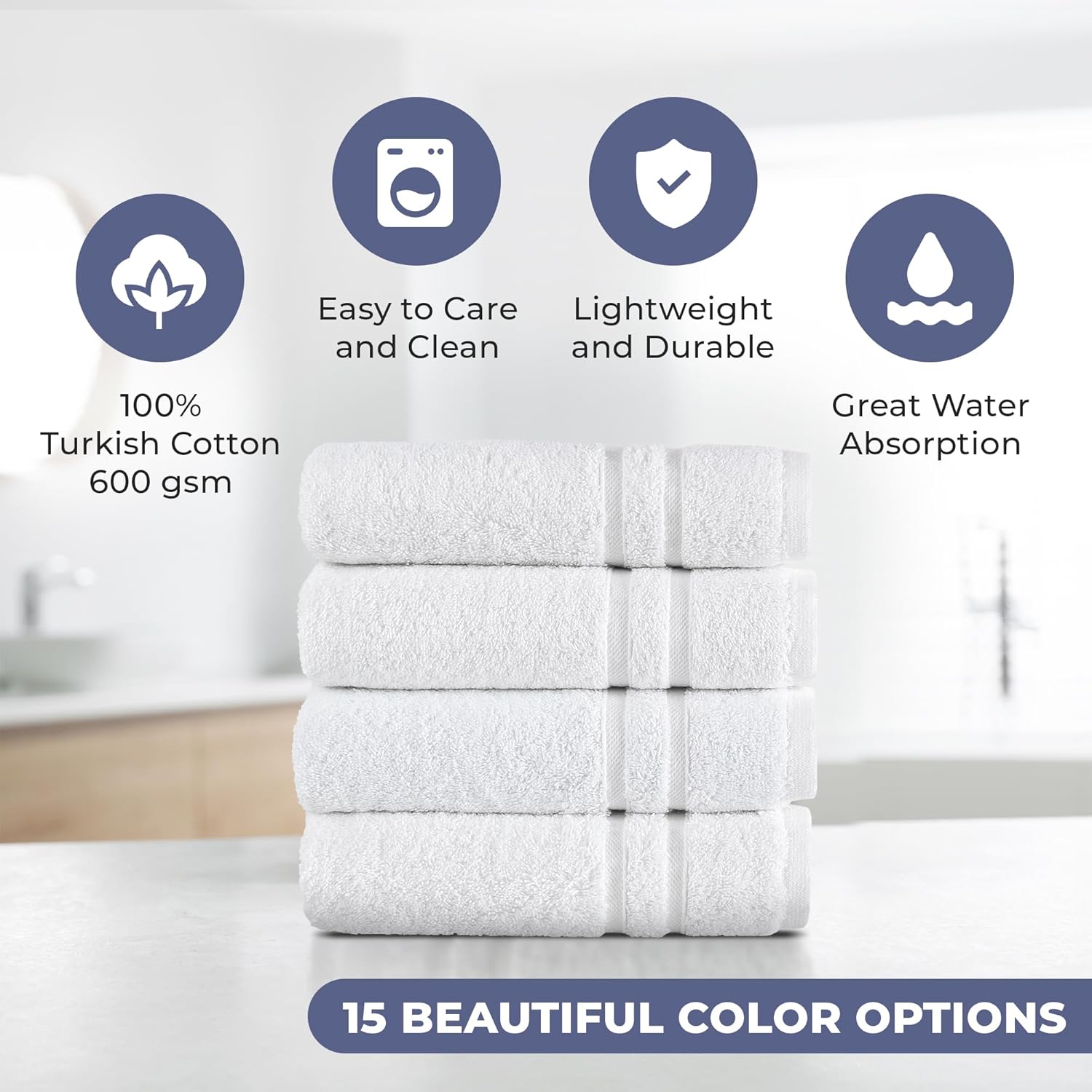 Elegant 16x29 Hand Towels for Home Spa Turkish Cotton