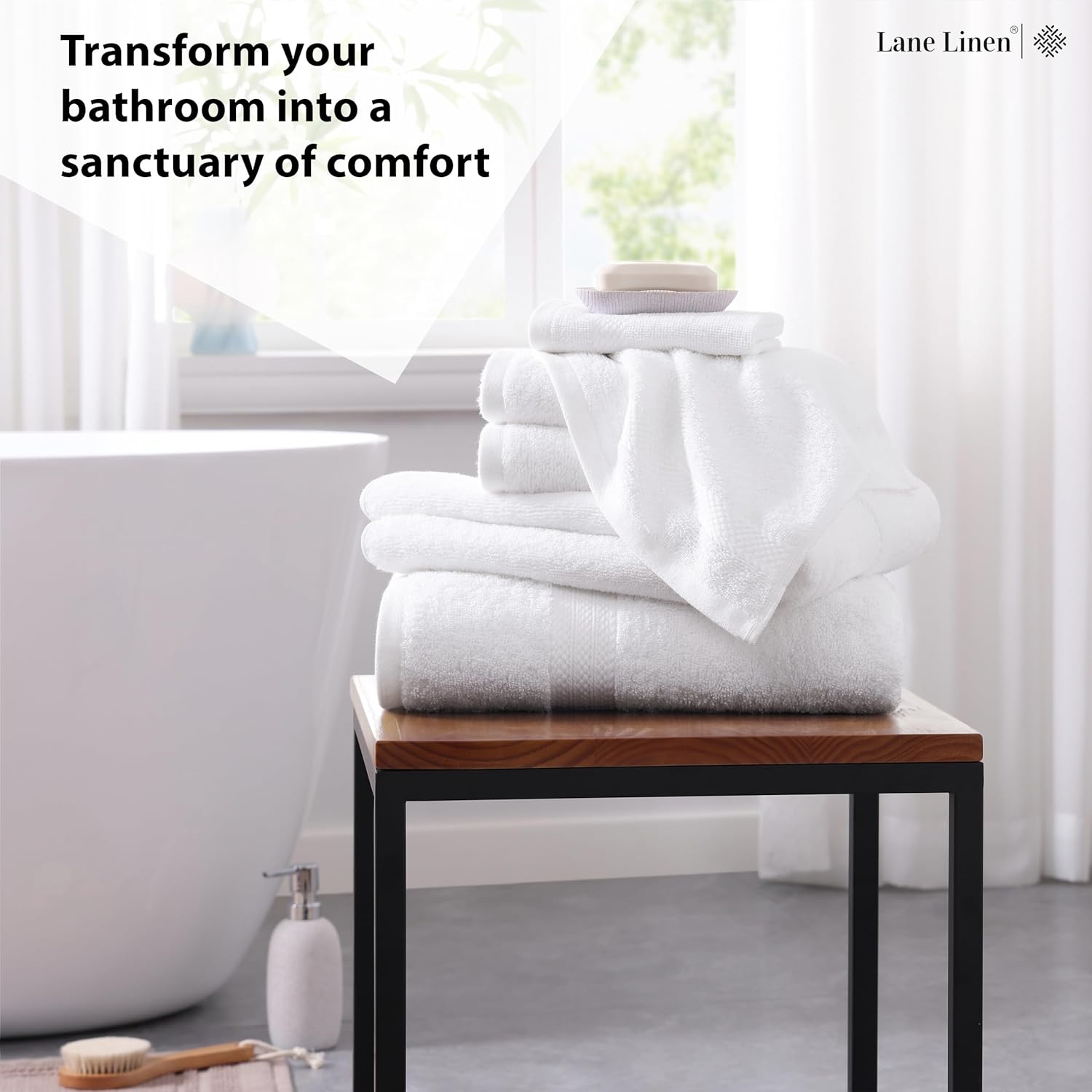 LANE LINEN 100 Cotton White Bath Towels Set