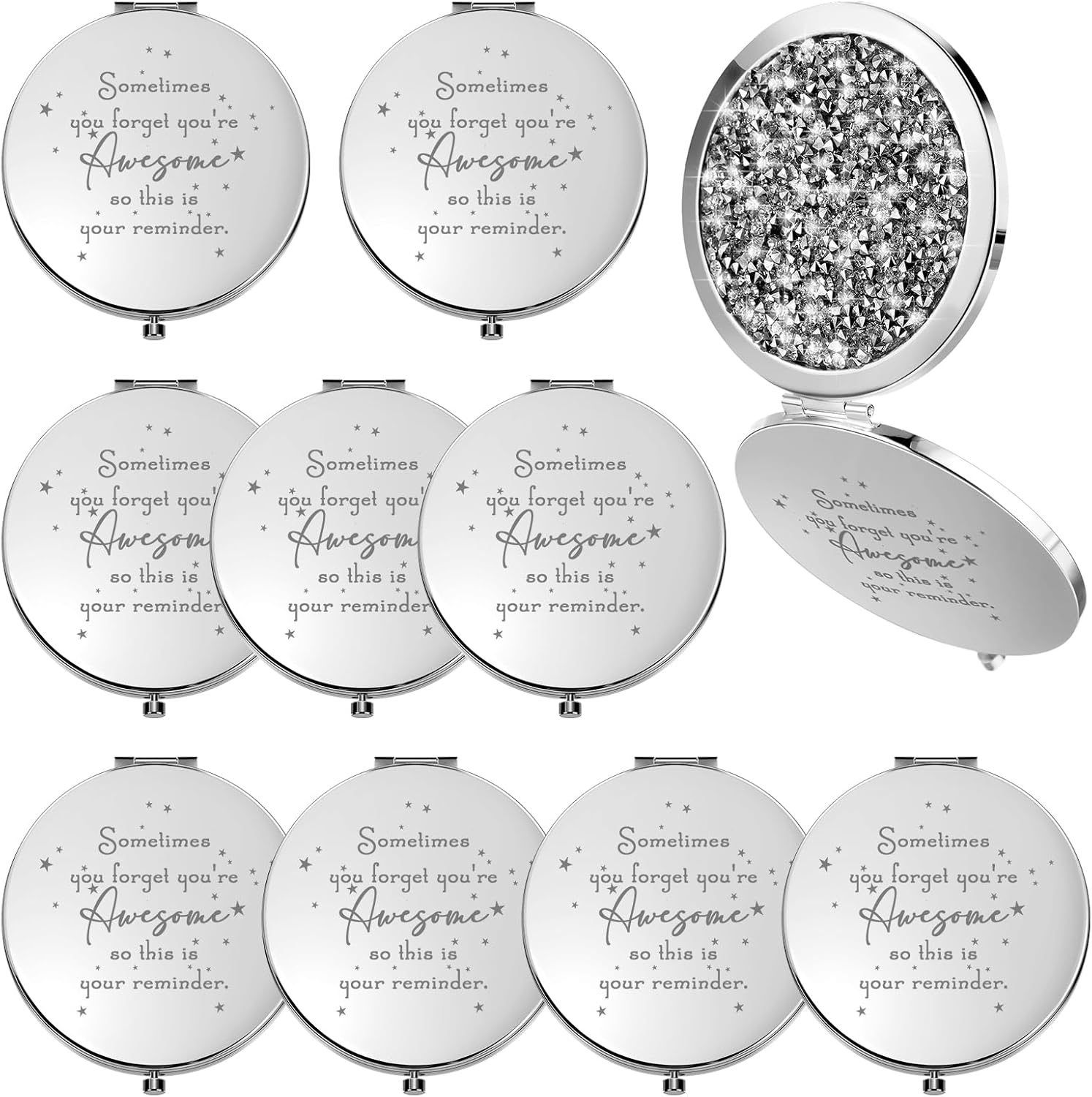 10-Piece Inspirational Compact Mirrors for Women and Appreciation Gifting