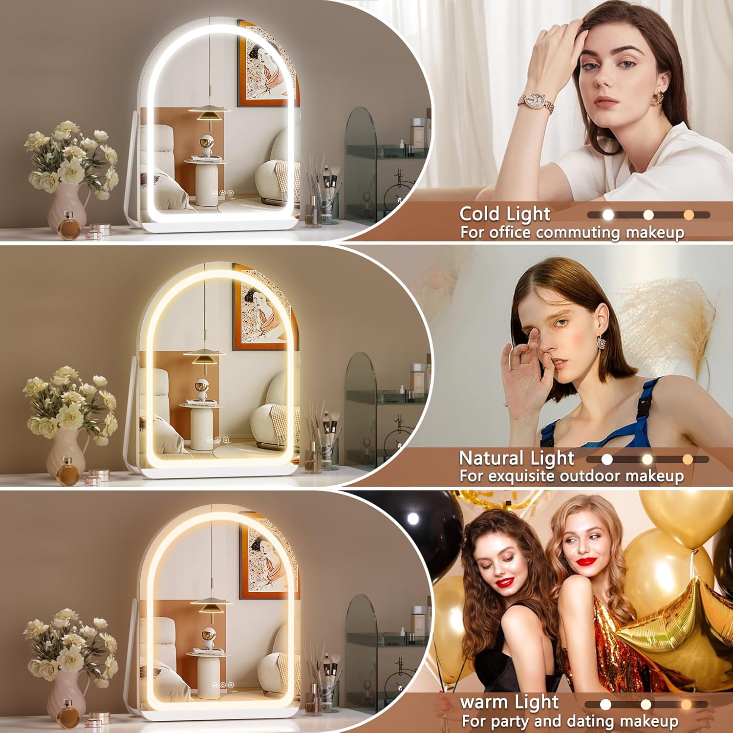 Vanity Mirror with Lights ArchedLED Makeup Mirror with Smart Touch