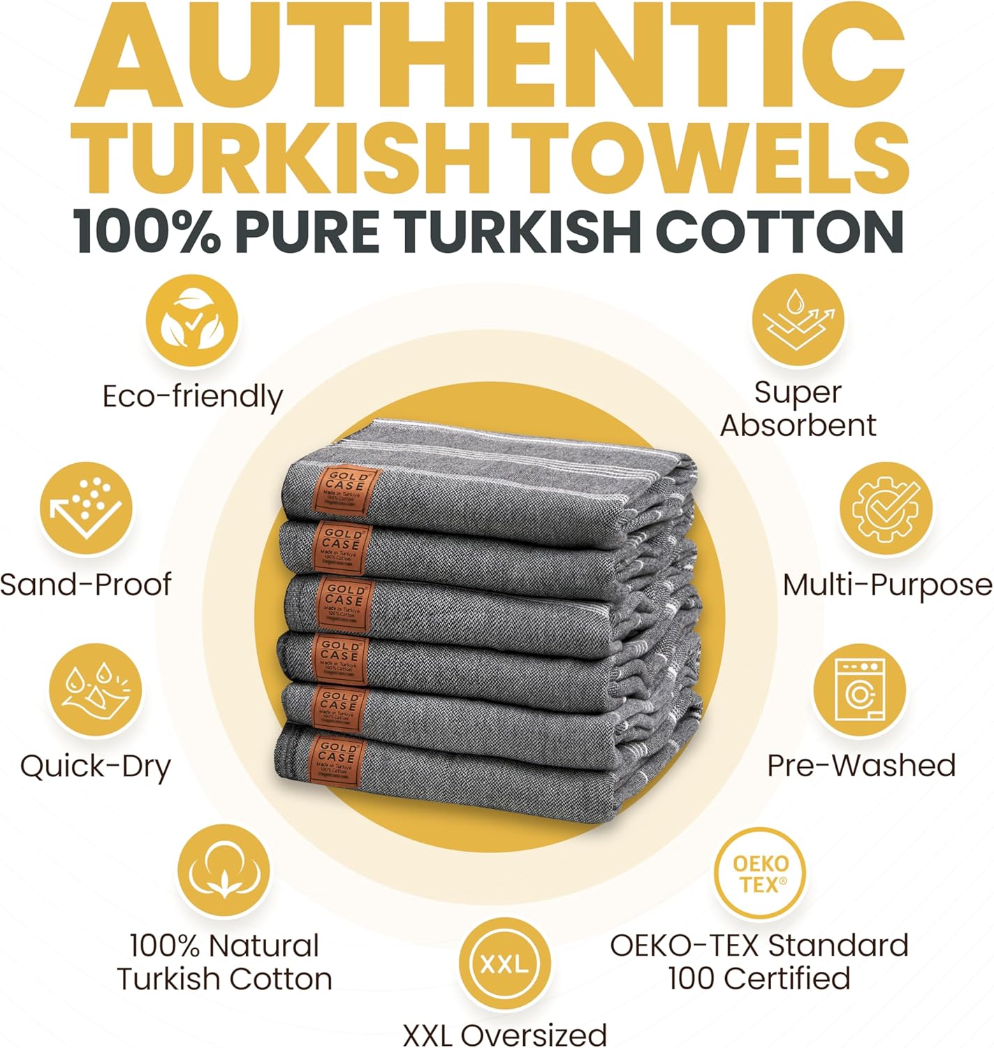 Luxury Turkish Beach Towels Set - 100 Cotton Quick Dry and Soft