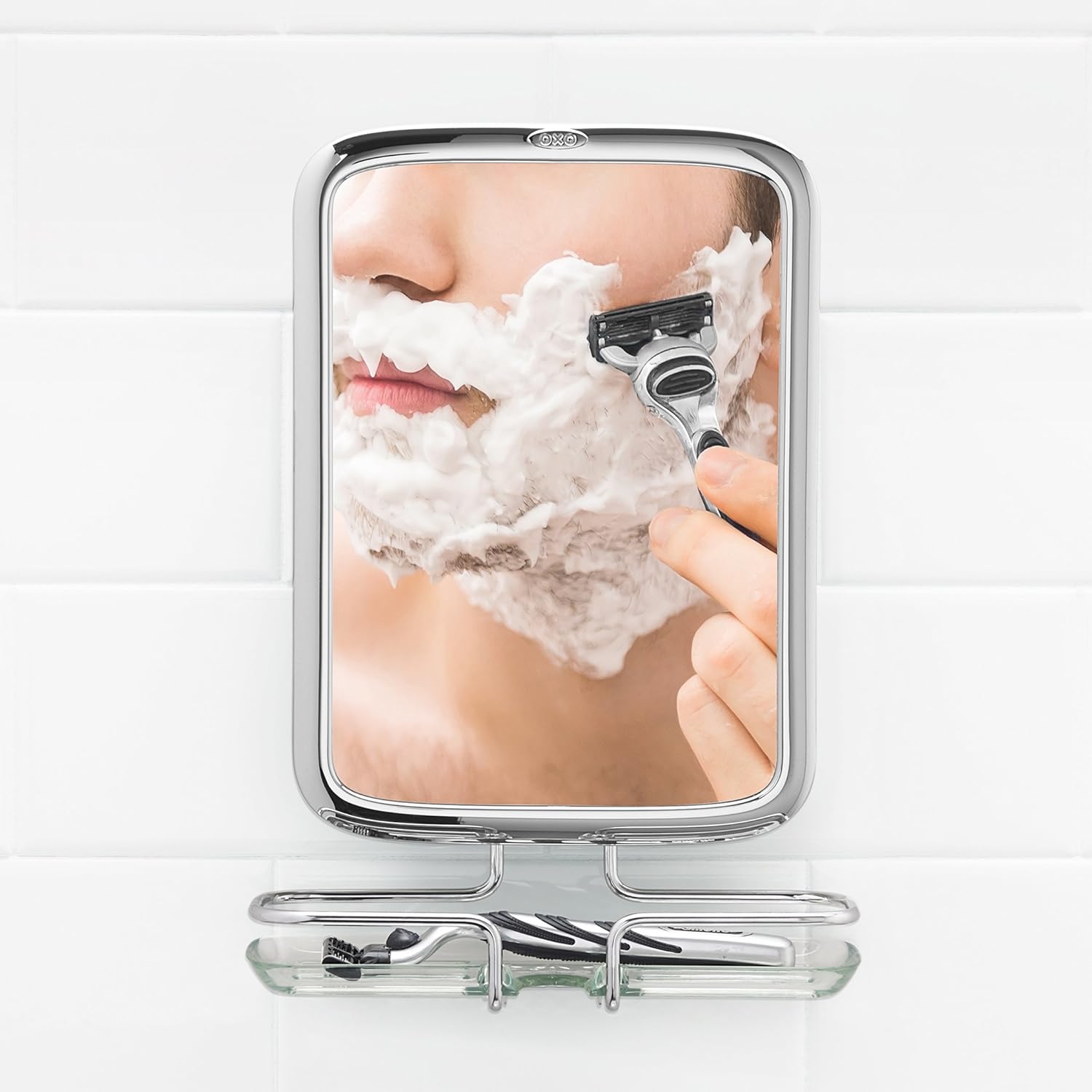 OXO Fogless Shower Mirror Chrome 68x25x10 Inch