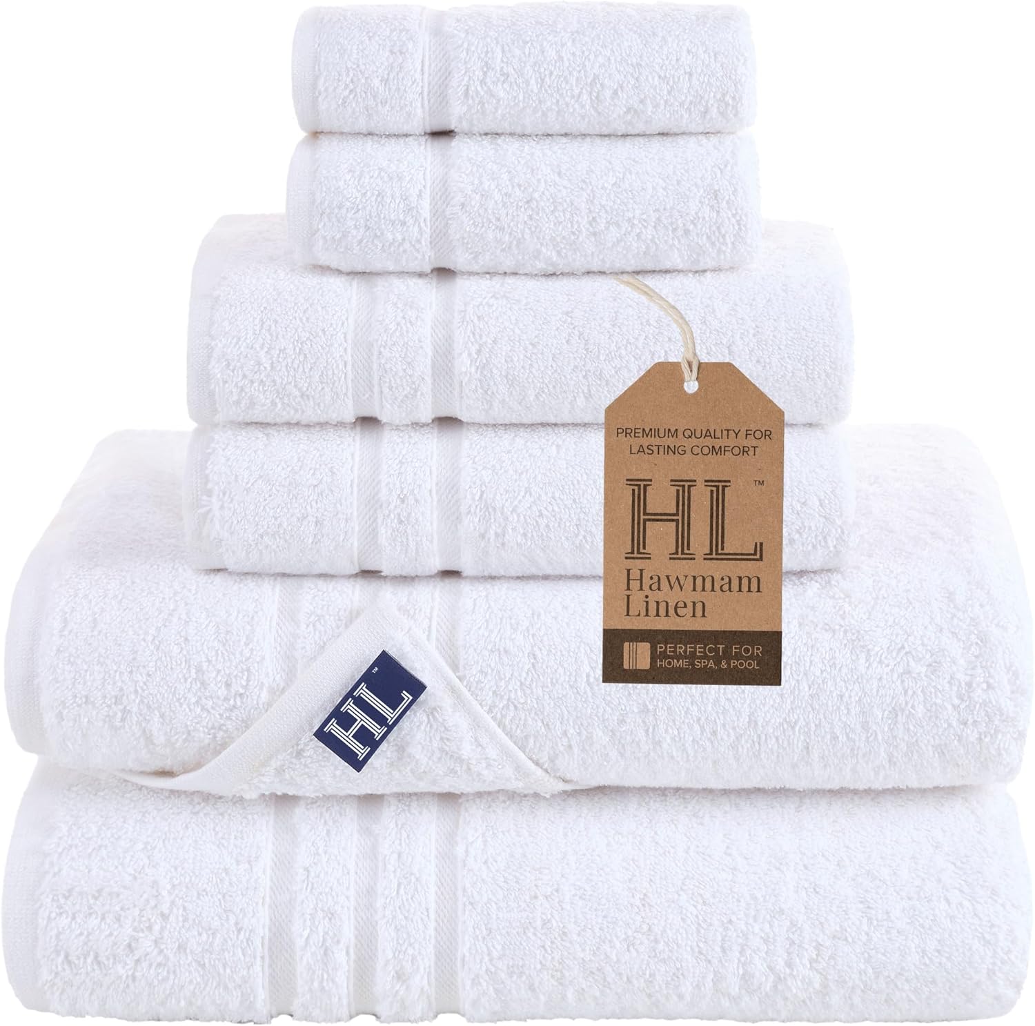 Hawmam Linen Luxury 6-Piece Bath Towel Set