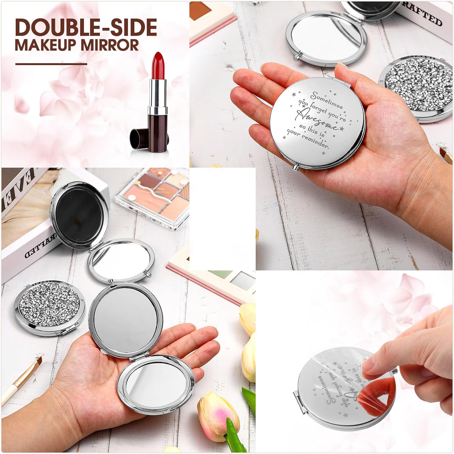 10-Piece Inspirational Compact Mirrors for Women and Appreciation Gifting