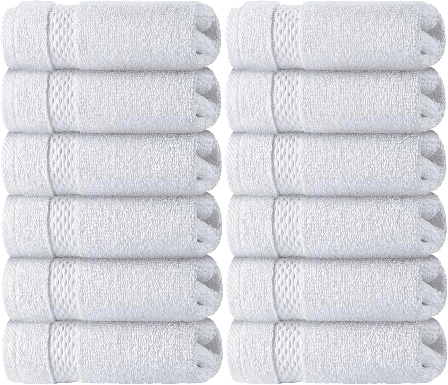 Luxury Cotton 13x13 Washcloths 12-Piece Set White