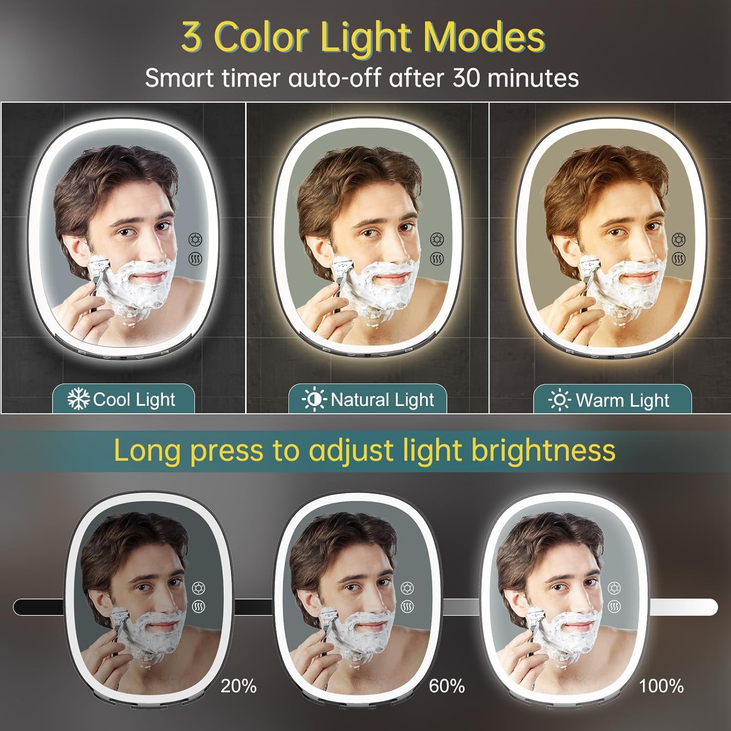 360 heated shower mirror for a fog-free shave