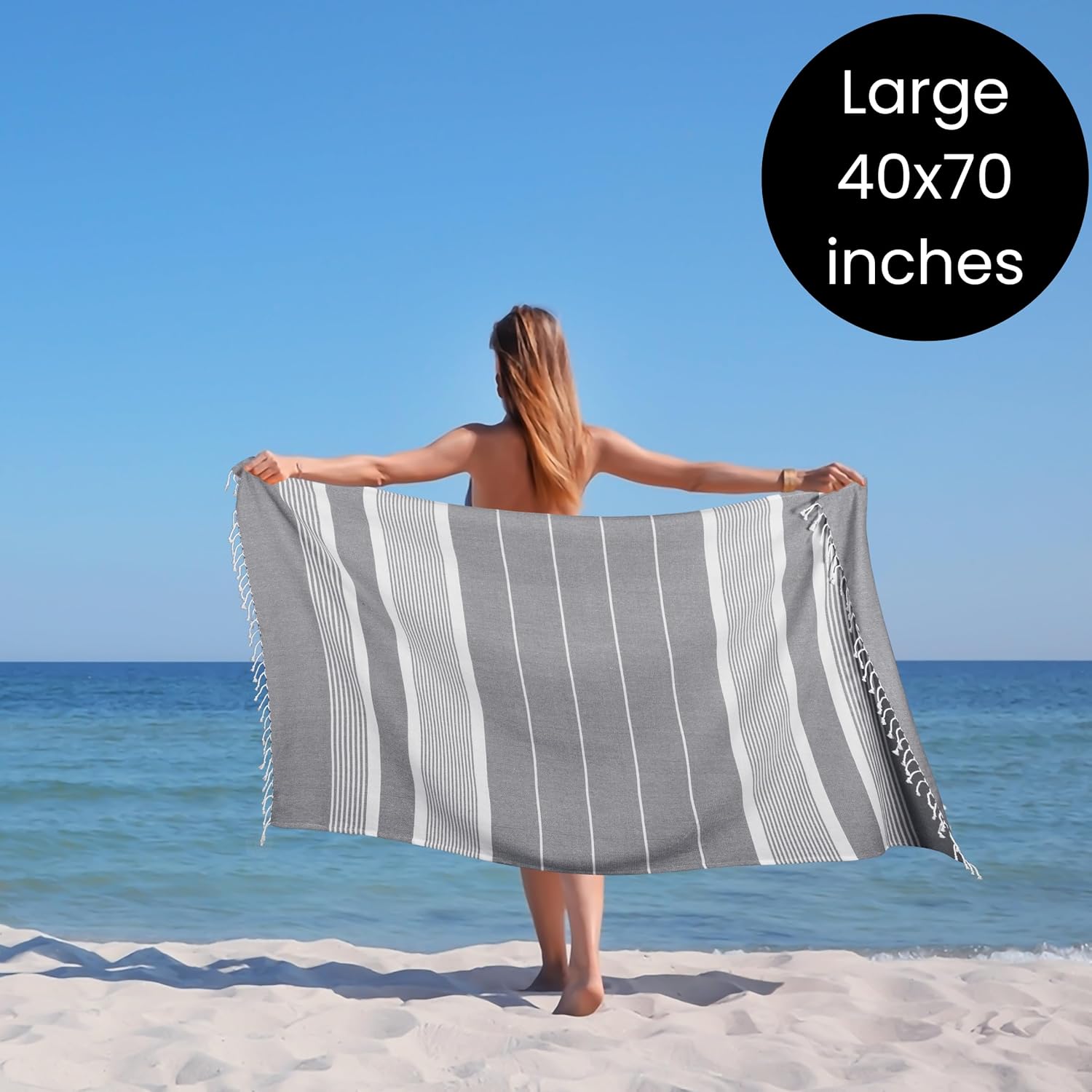 Luxury Cotton Beach Towels 100 Pure 40x70 Inch Set of 6