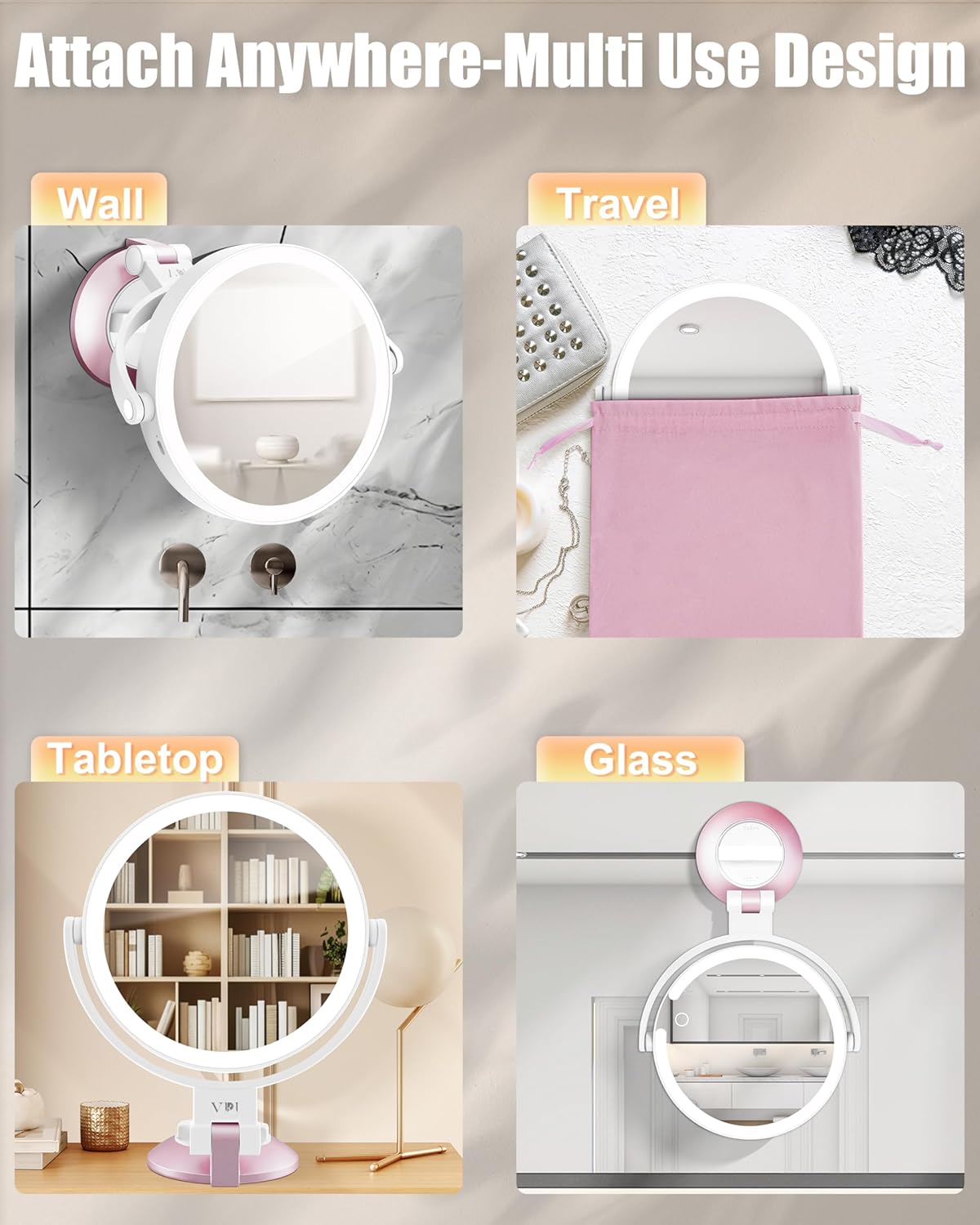Wall-Mounted Magnifying Mirror with suction cup