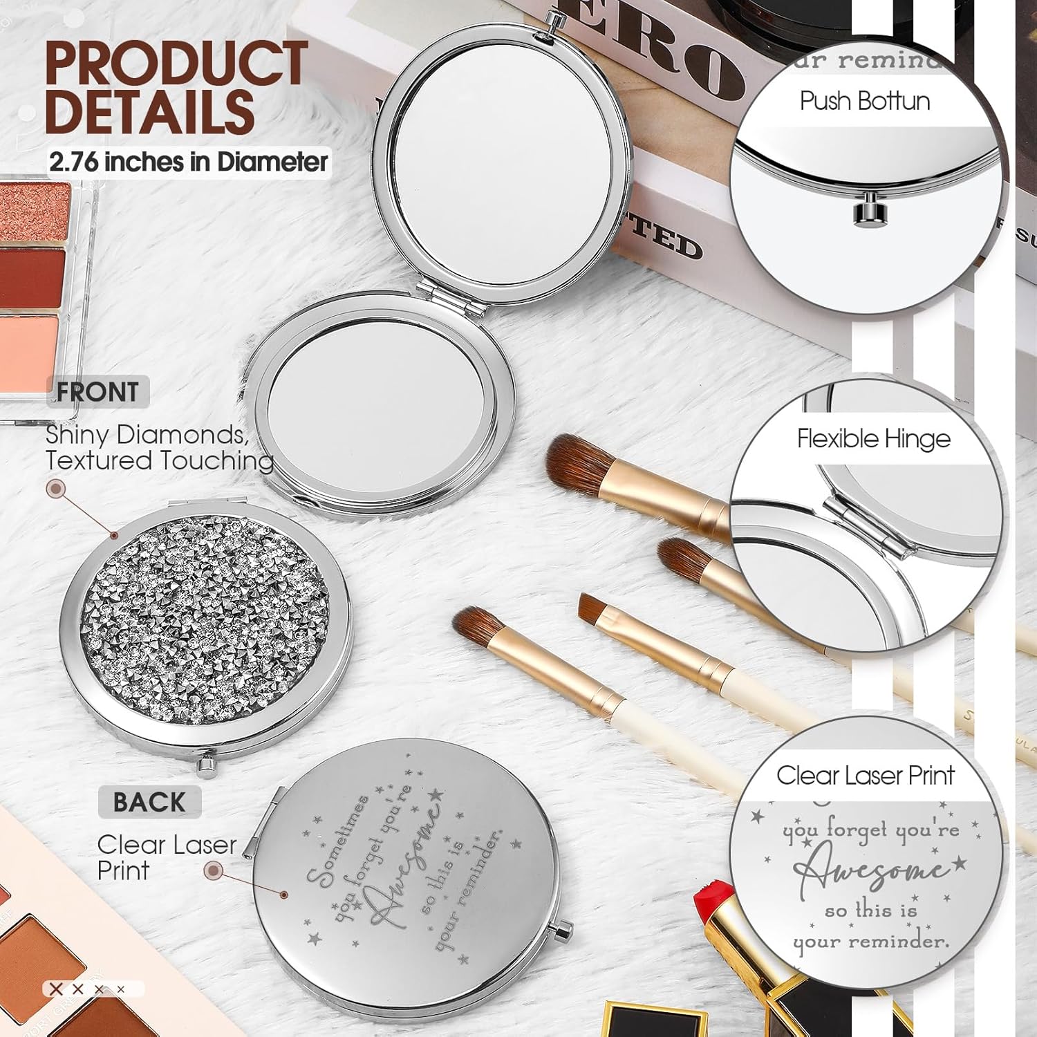 10-Piece Inspirational Compact Mirrors for Women and Appreciation Gifting