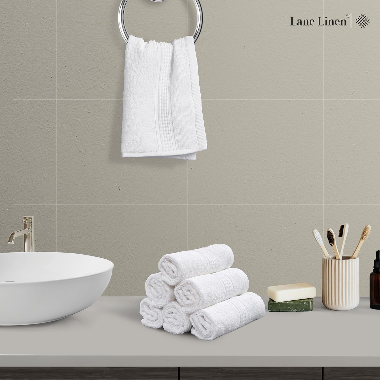 Warm Gifting Sets - LANE LINEN White Washcloths 24 Pack