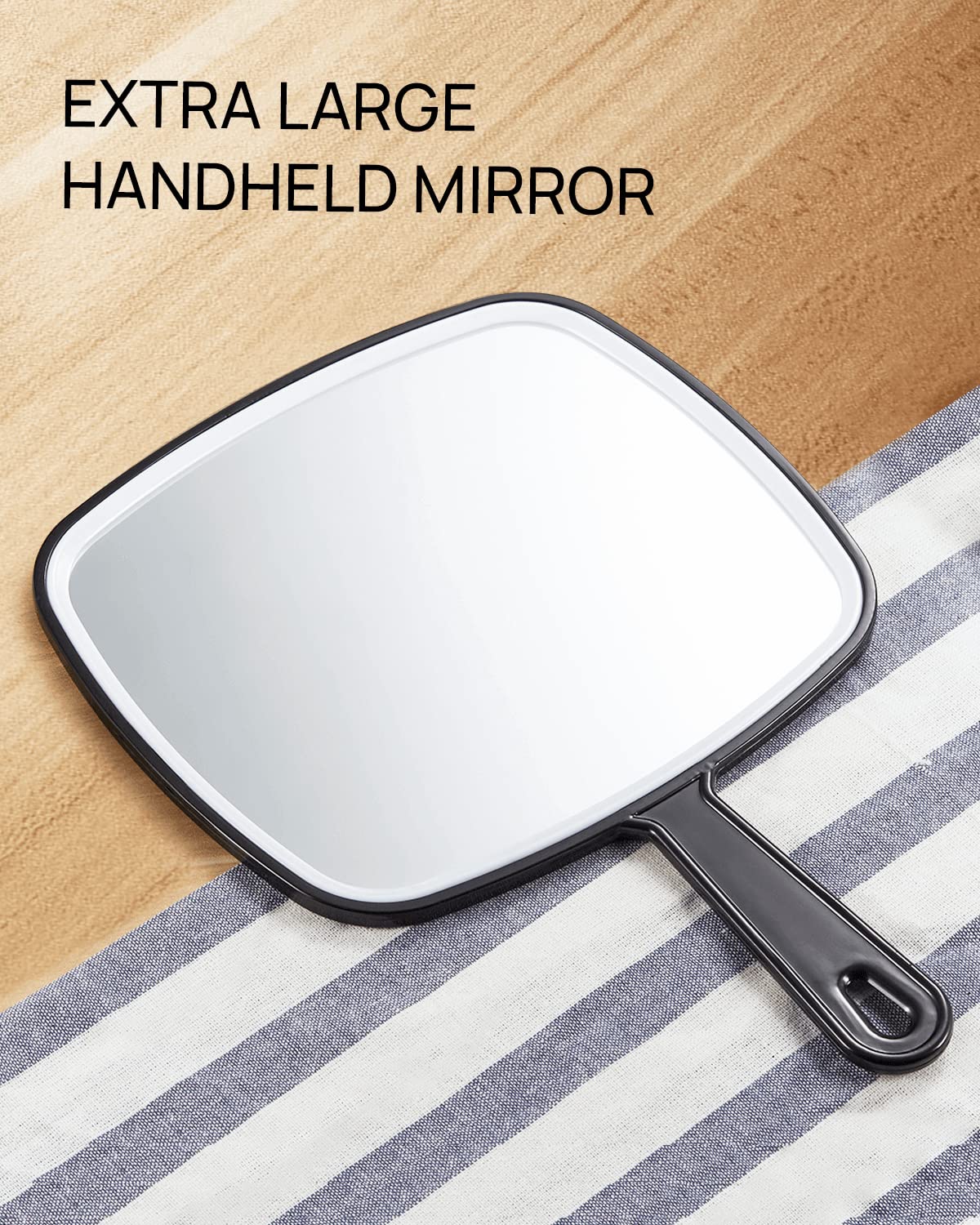 OMIRO Hand Mirror Extra Large Black Handheld Mirror with Handle