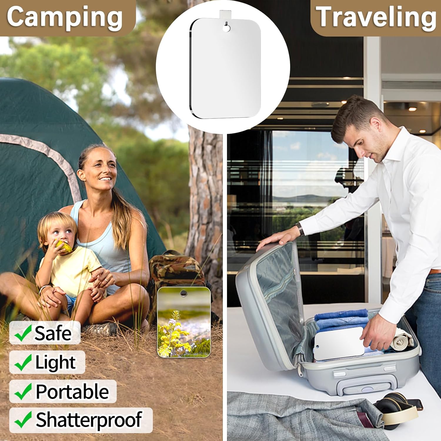 8x6 Travel-Friendly Fogless Mirror for Shaving Beauty