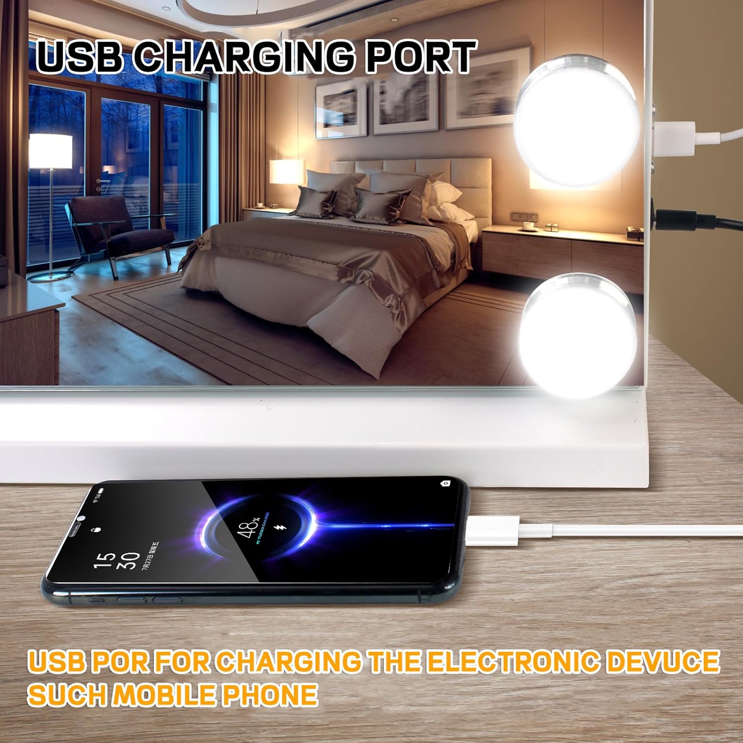 Stylish Vanity Mirror with Bluetooth Music LED Lights