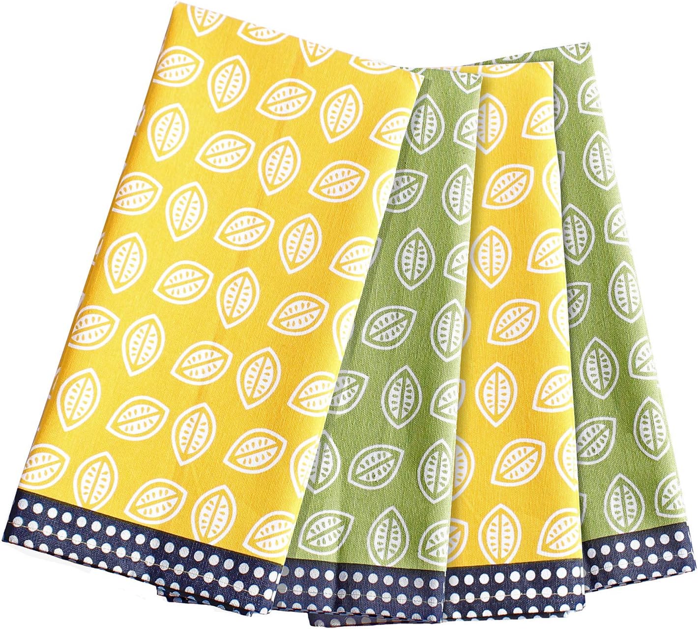 AccentHome 4-Piece Cotton Kitchen Towels Set Lemon Print 20x28