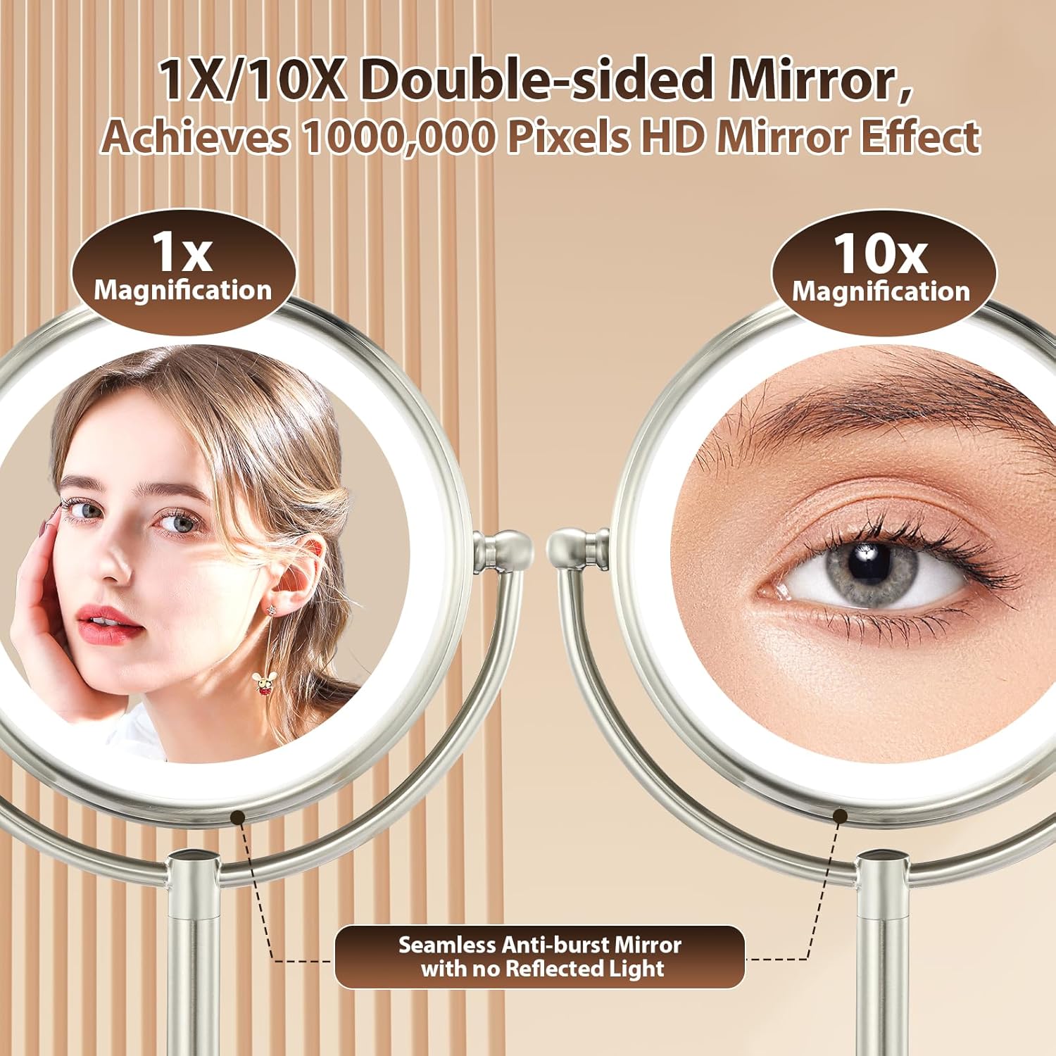 VESAURProfessional 85Large Lighted Makeup Mirror Pearl Nickel