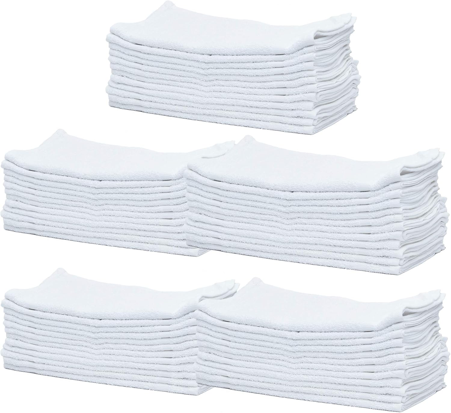 60-Pack White 100 Cotton Towel Washcloths - Durable Lightweight