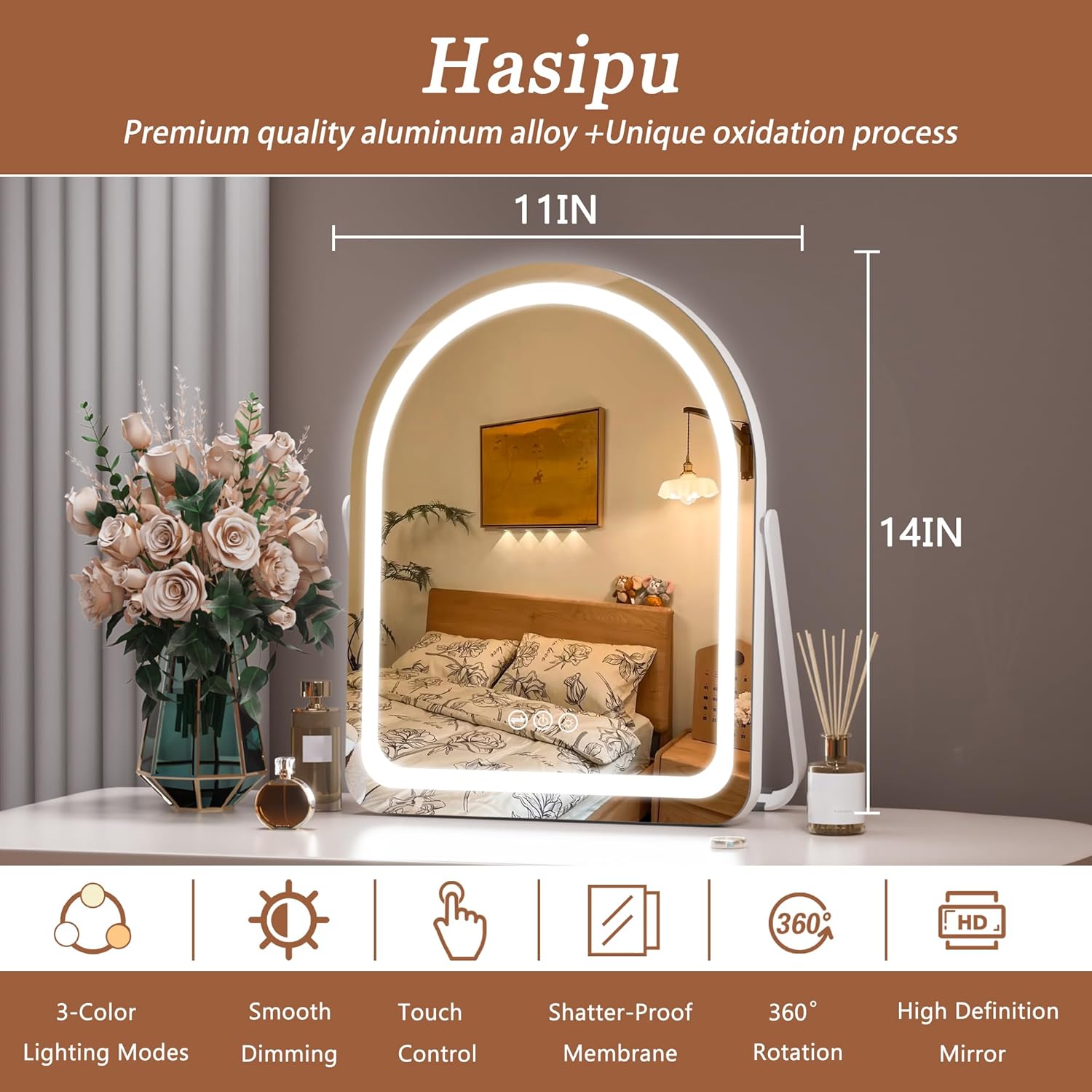 Vanity Mirror with Lights ArchedLED Makeup Mirror with Smart Touch
