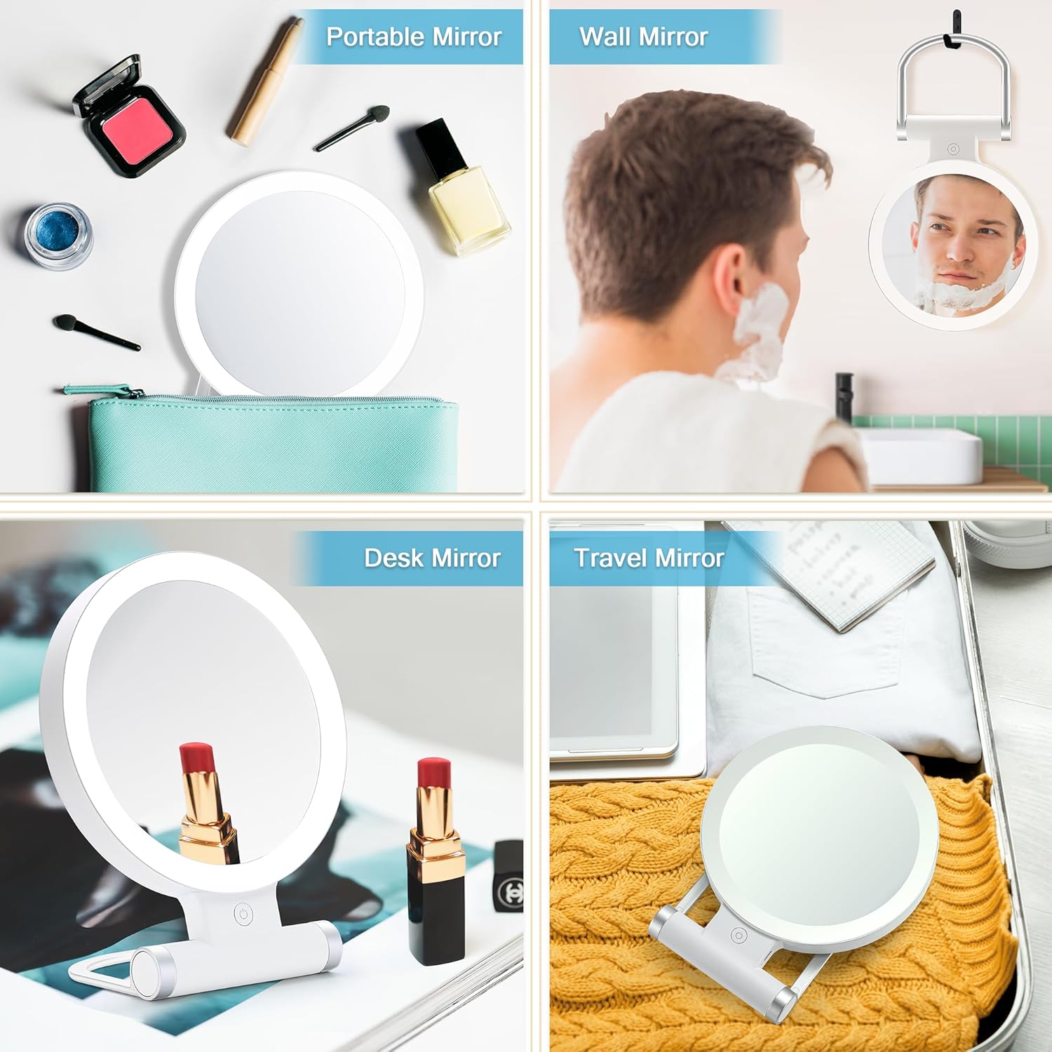MIYADIVA 20X Magnifying Mirror with LED Light and Adjustable Handle