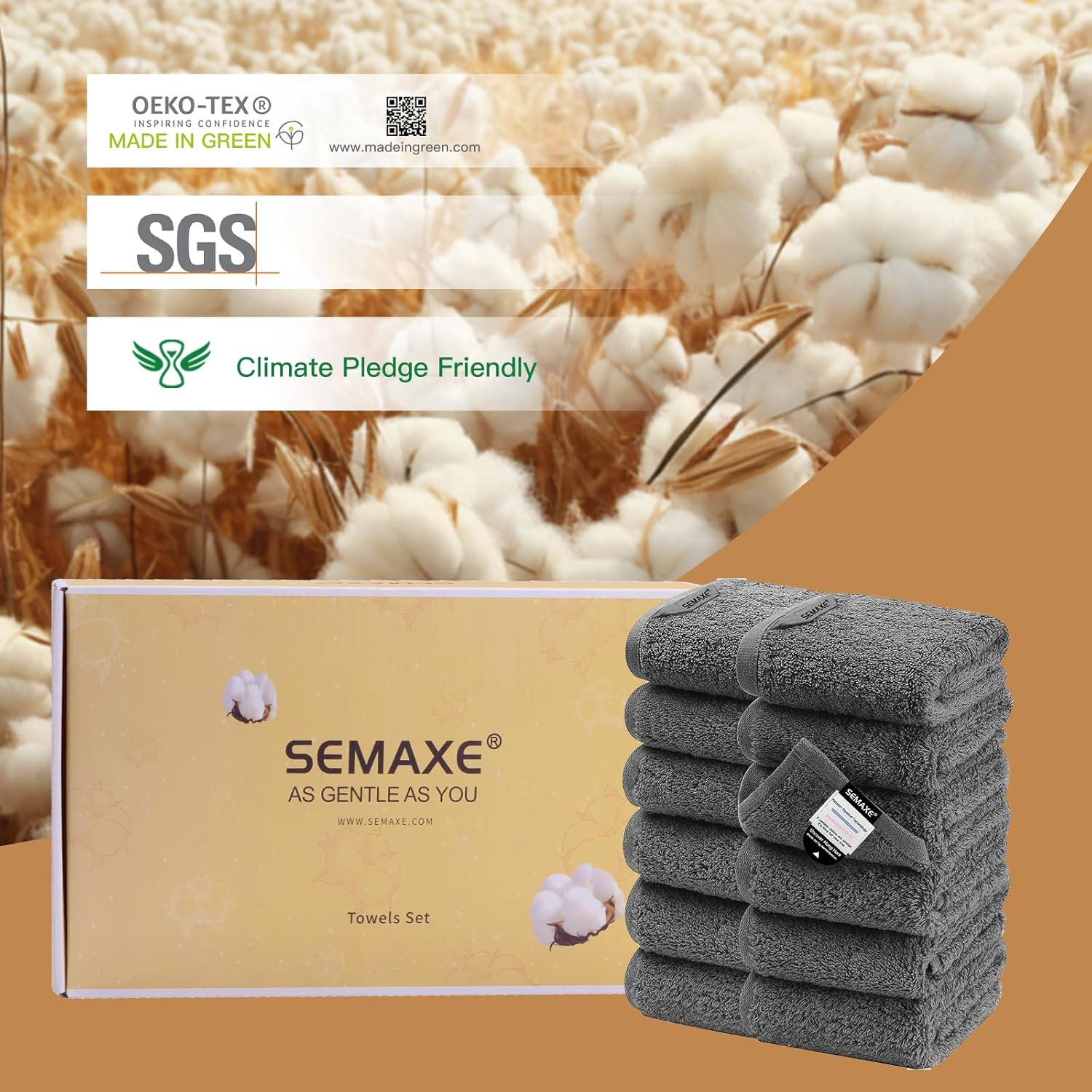 SEMAXE Grey Washcloths