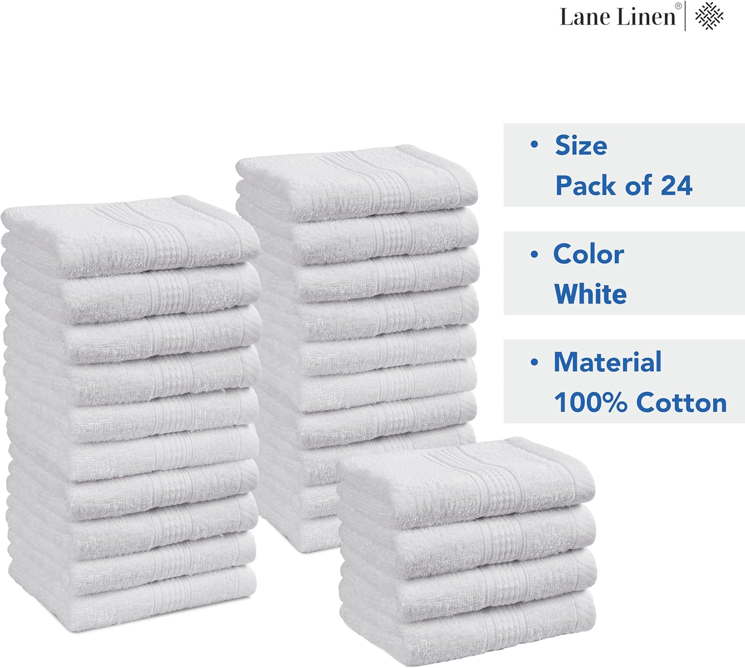 Warm Gifting Sets - LANE LINEN White Washcloths 24 Pack
