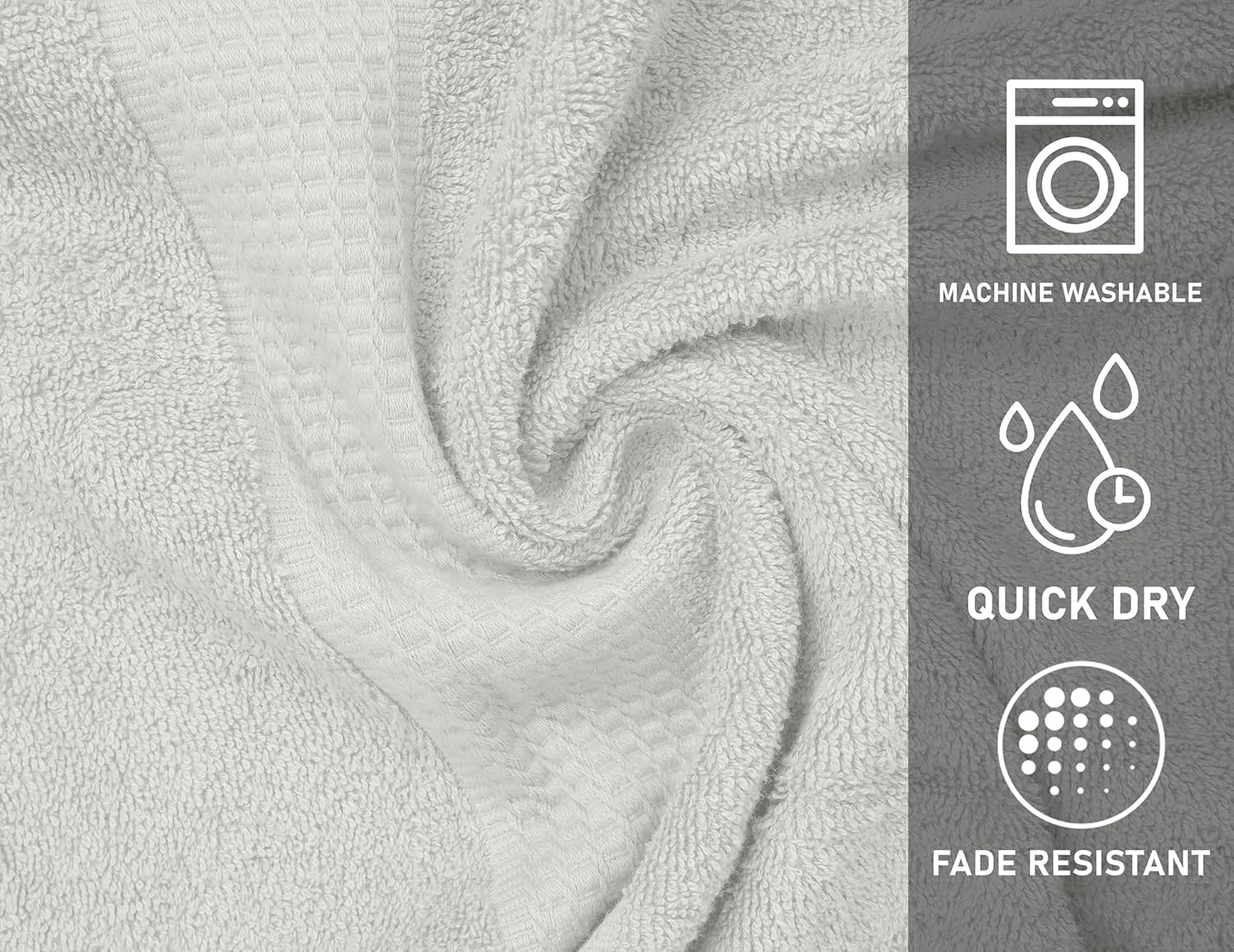 Zuperia Premium 100 Cotton Lightweight Absorbent 30x60-inch 4-Pack Cloud Grey