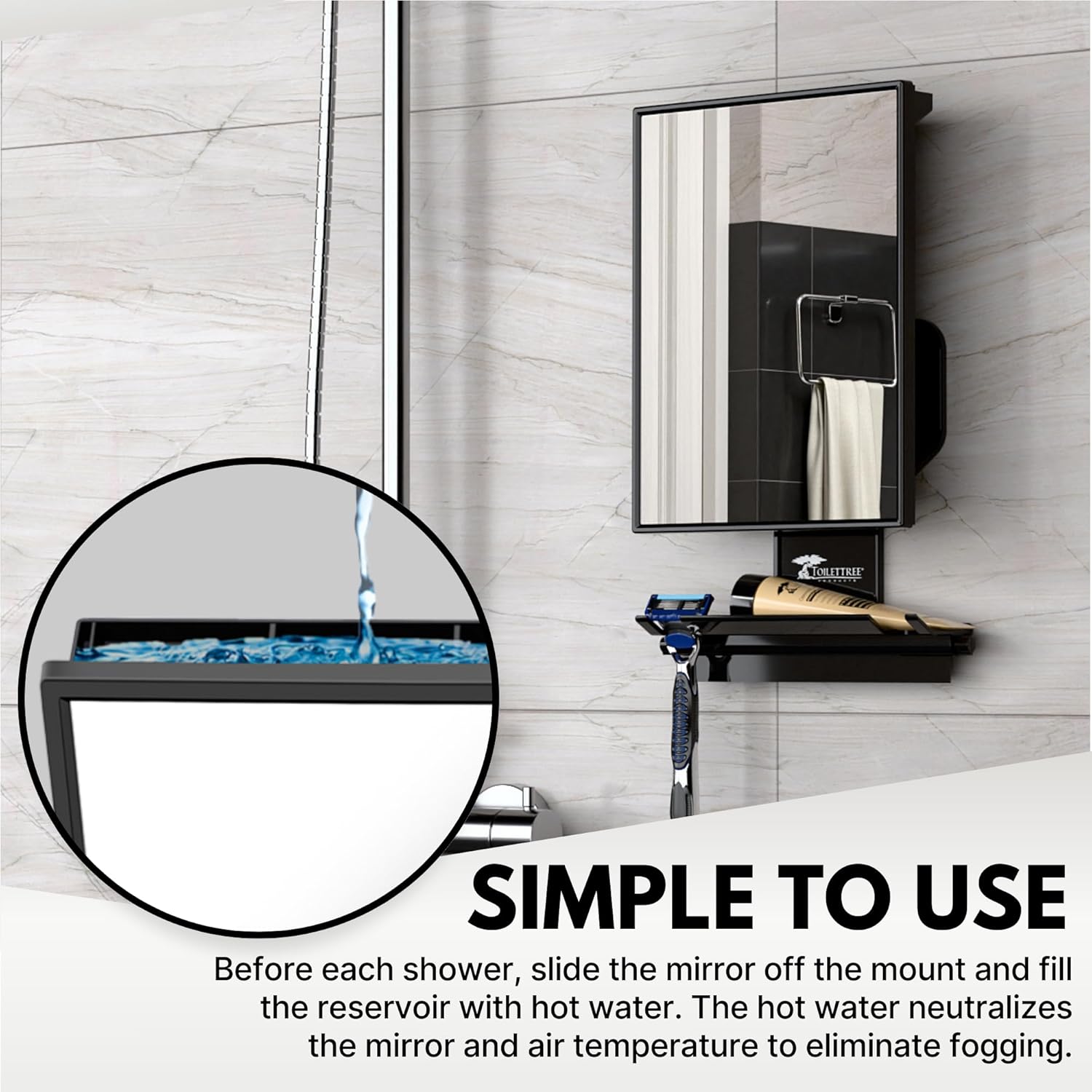 Fog-free Adjustable Shower Mirror with Squeegee Rust-Proof Crystal Clear