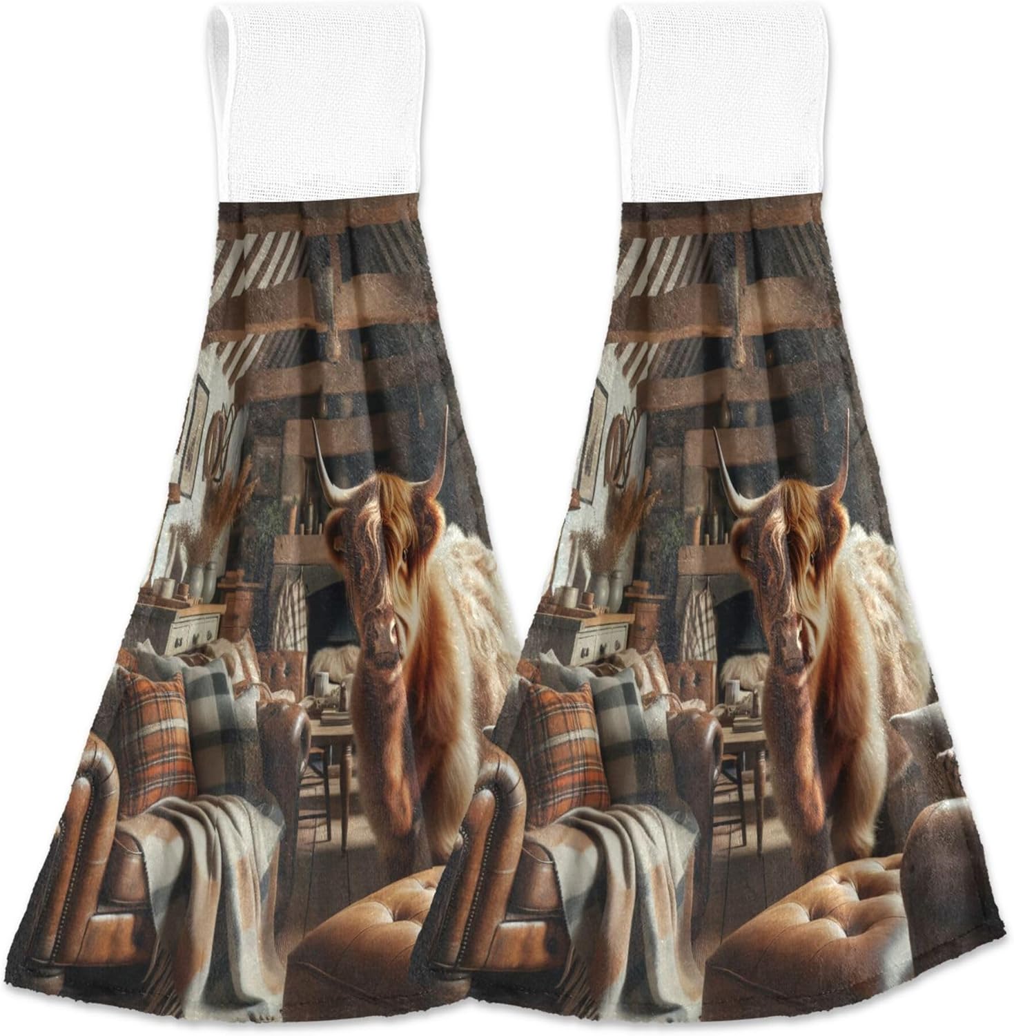 Scotland Highland Cattle Kitchen Hand Towels