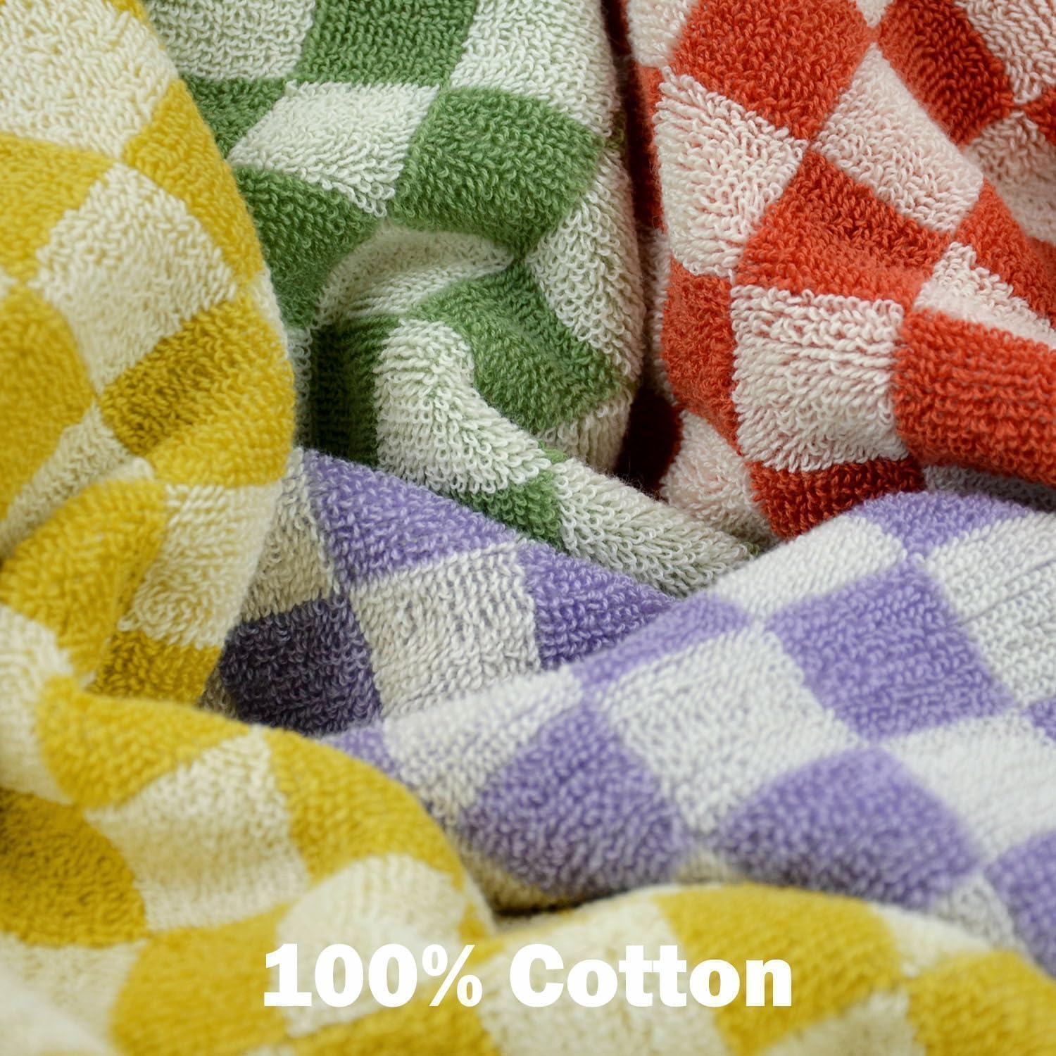 Vibrant 4-Pack Checkered Cotton Washcloths