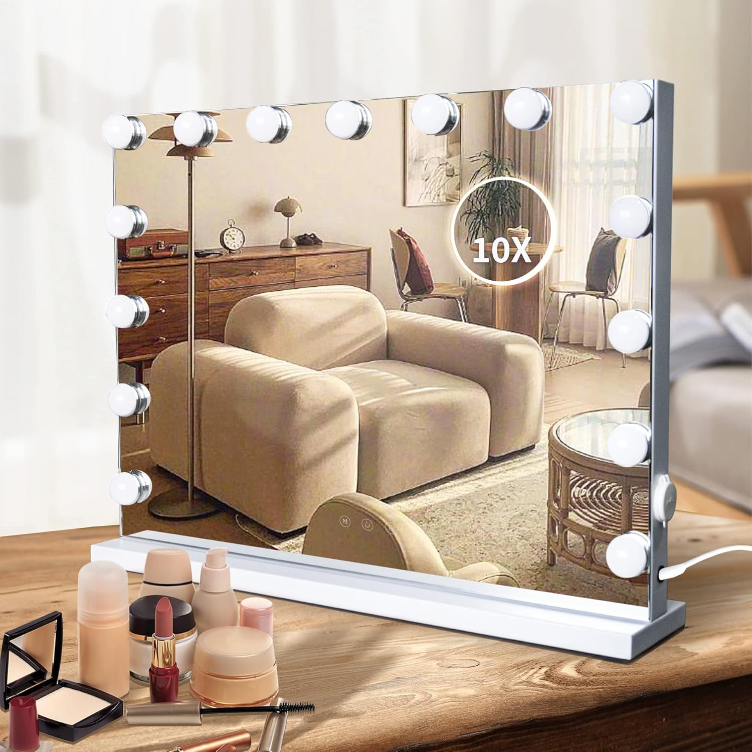 10X LED Vanity Mirror with Color Light