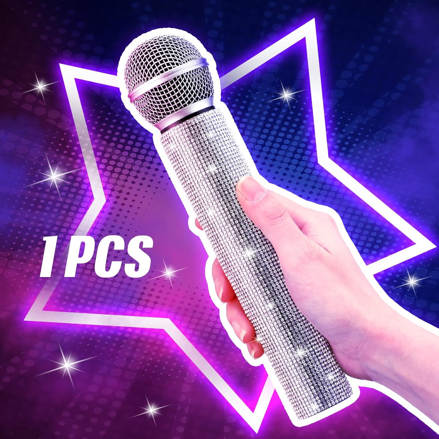 Bling fake sparkly microphone for cosplay and parties
