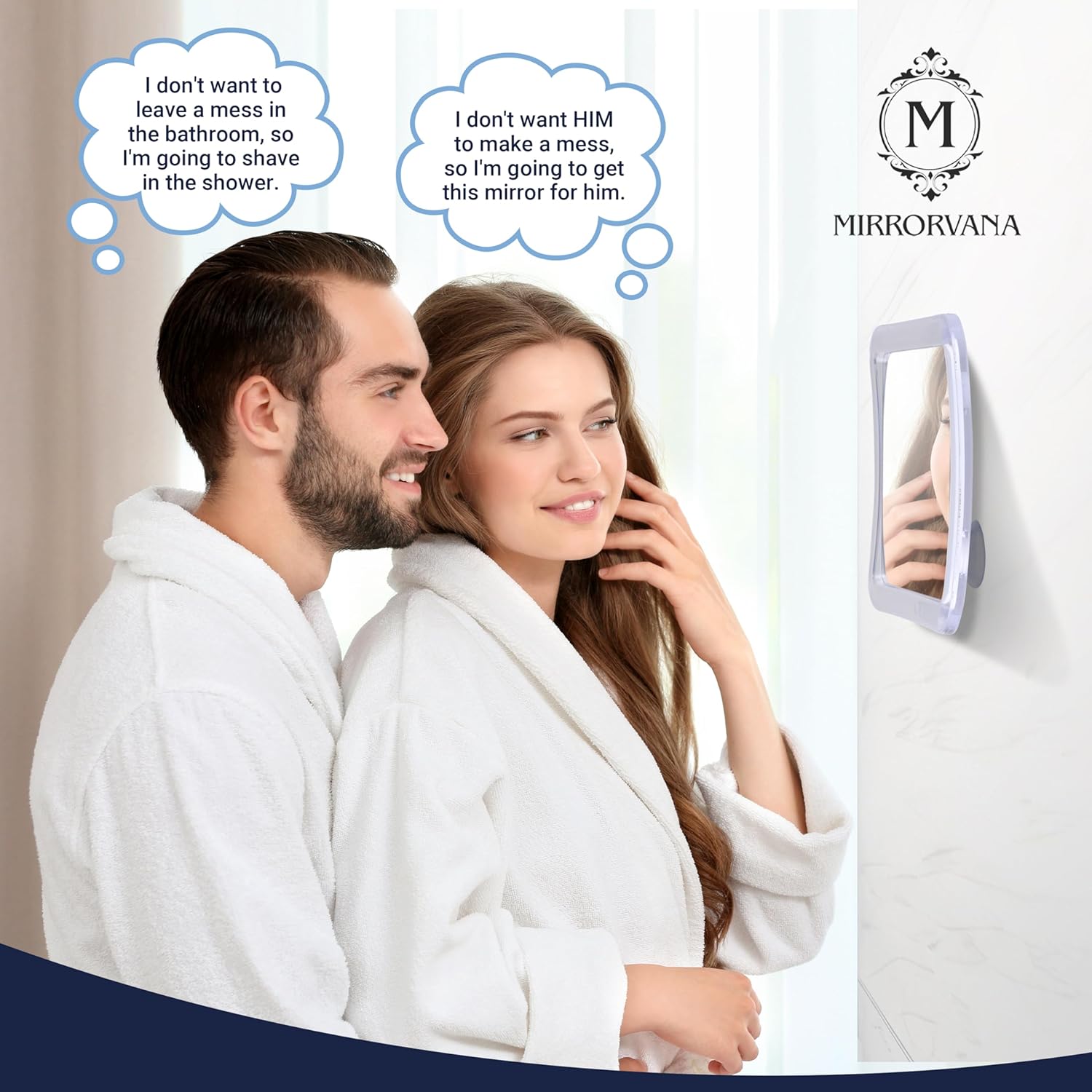 Compact Travel Shower Mirror with Anti-Fog Suction
