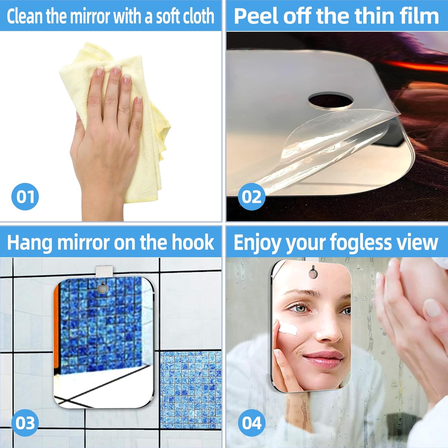 Plexiglass Anti-Fog Mirror for Shower Travel