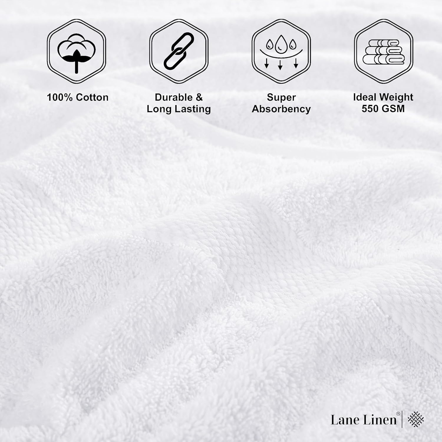 LANE LINEN 100 Cotton White Bath Towels Set