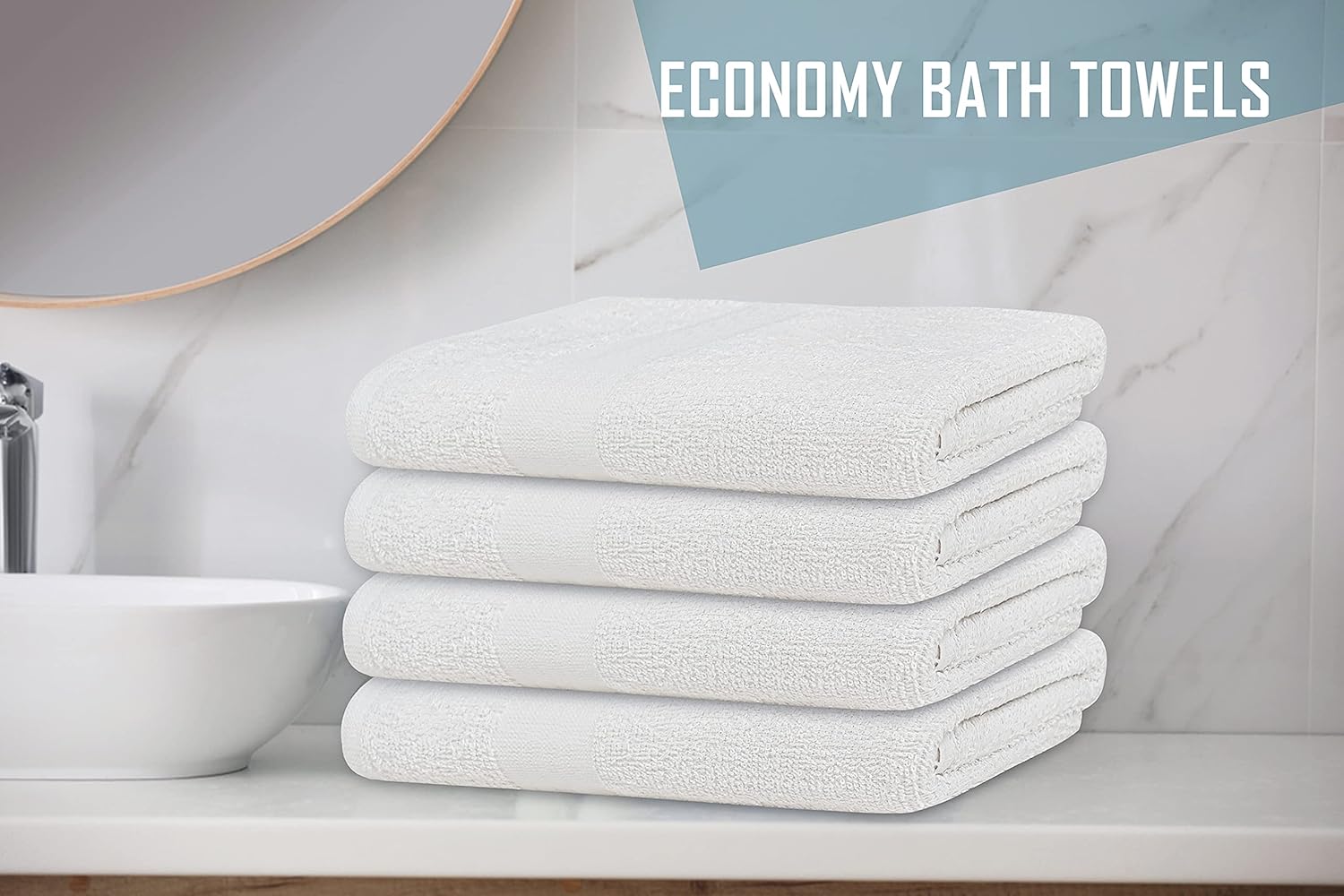 High-Quality 20x40 White Cotton Bath Towels for Commercial Use