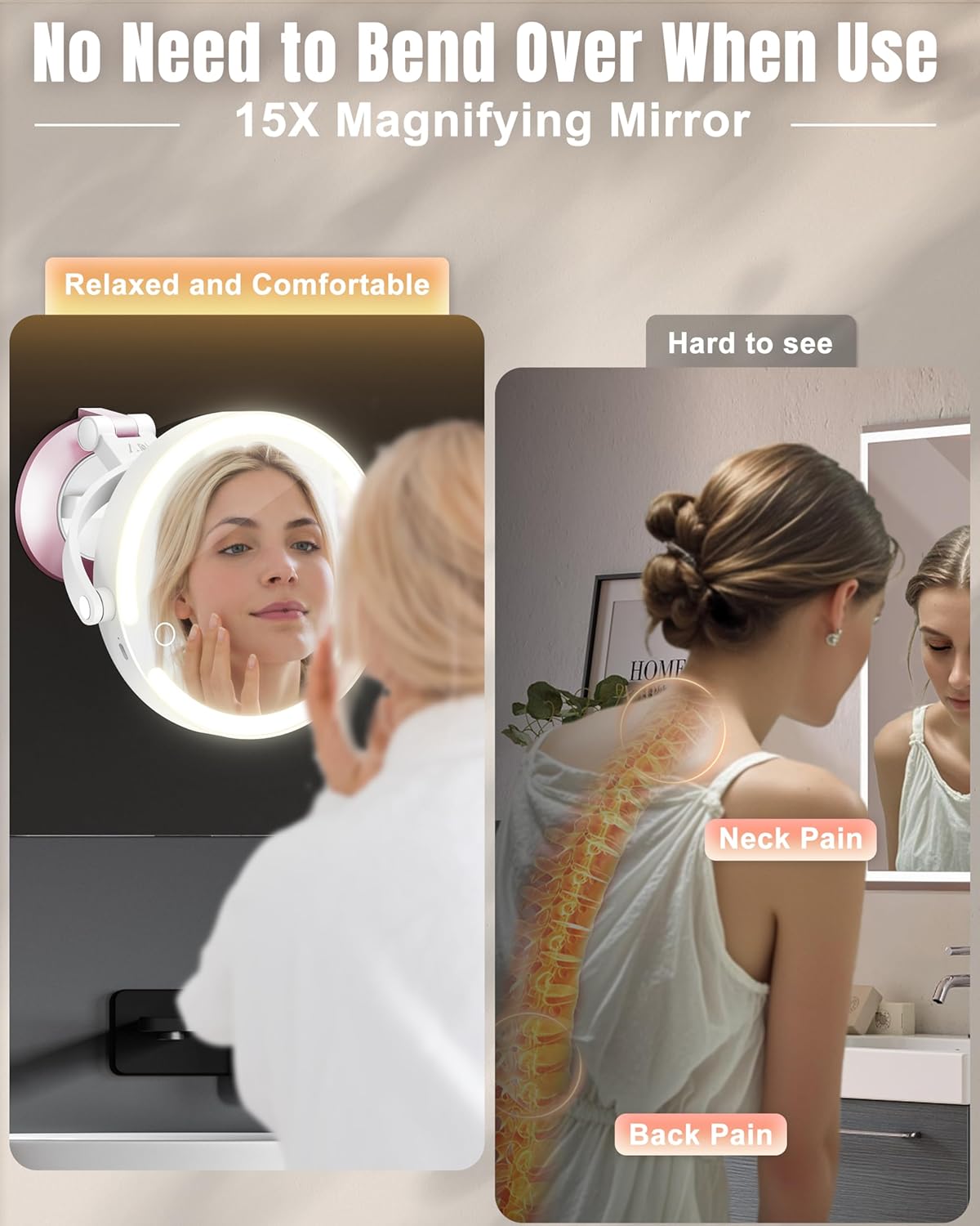 Wall-Mounted Magnifying Mirror with suction cup