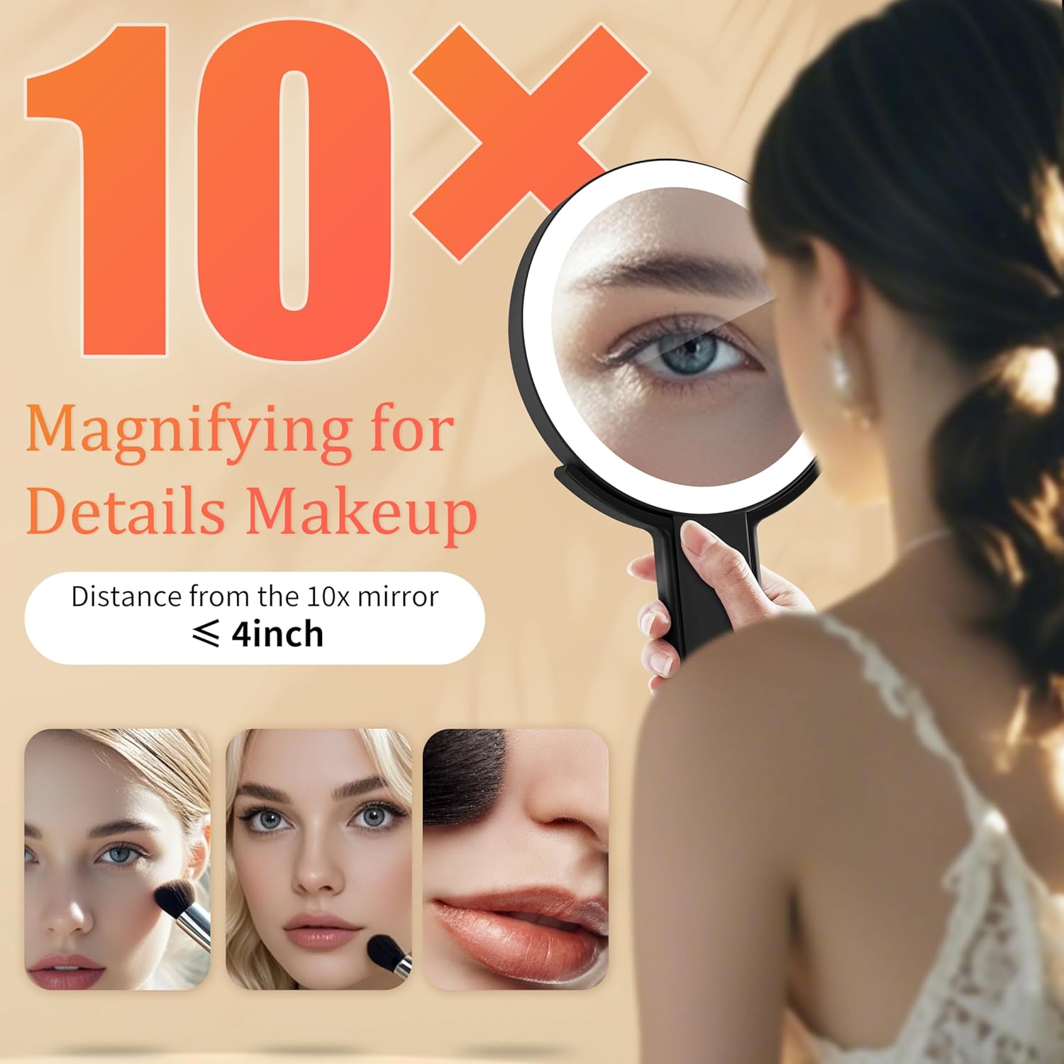 Compact Travel Makeup Mirror for Women with 3 Lighting Modes