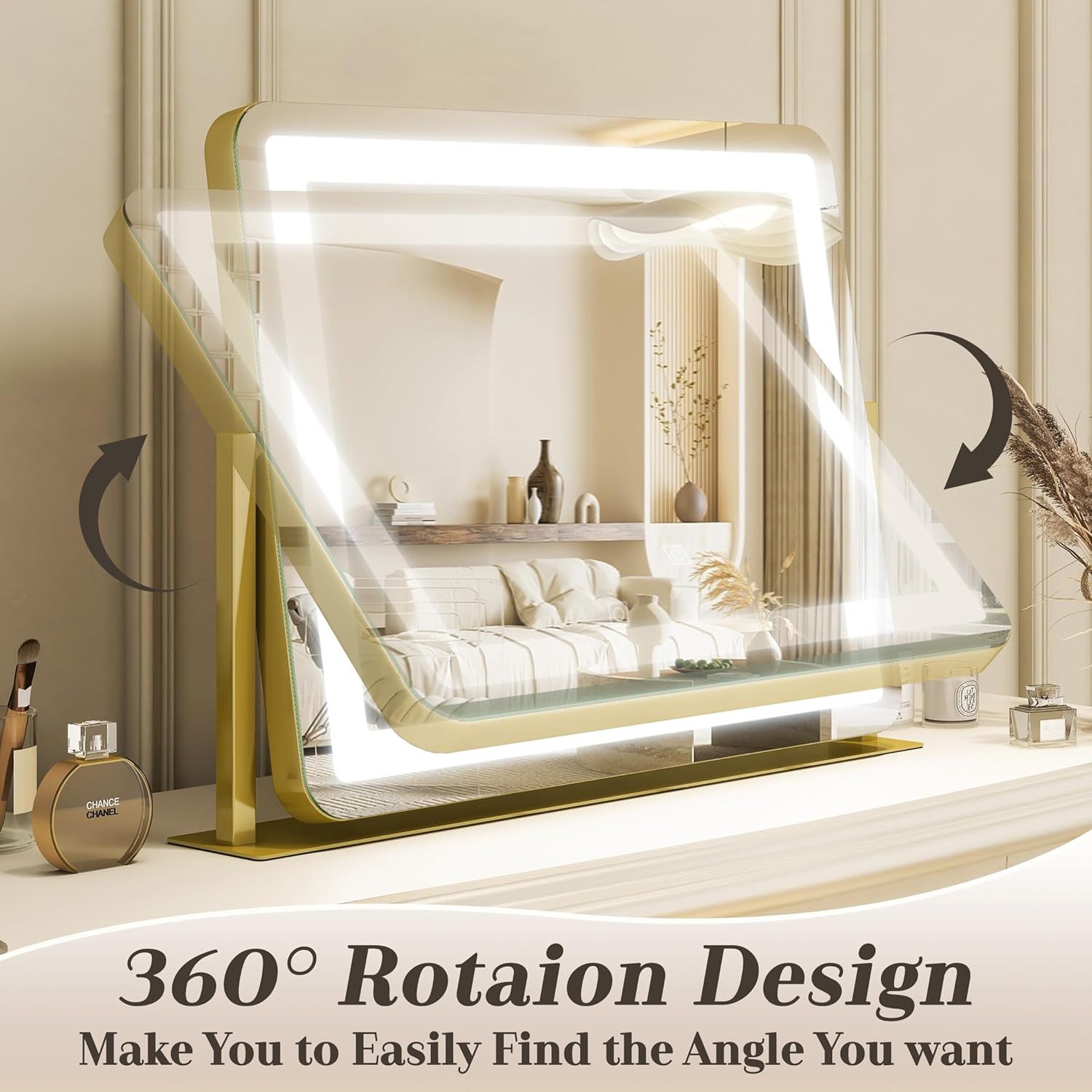 ROLOVE Gold Vanity Mirror