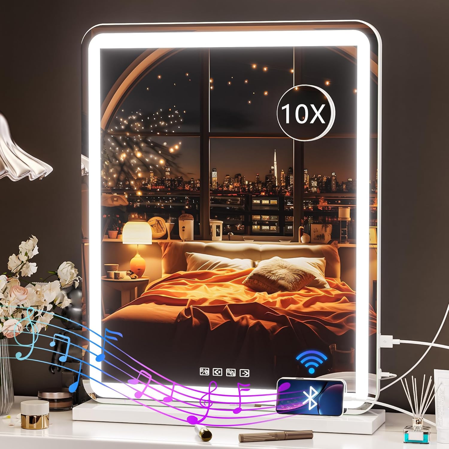 Vanity Mirror with Lights and Bluetooth Speaker