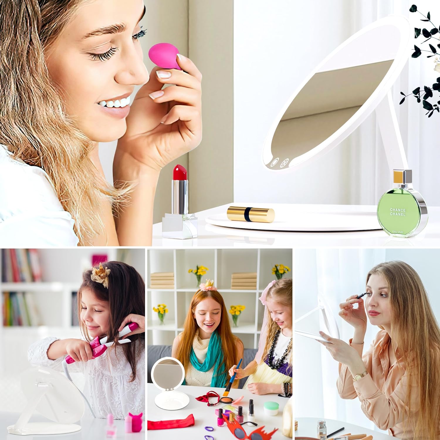 Sucedey Makeup Mirror with Lights 3 Mode Light Rechargeable