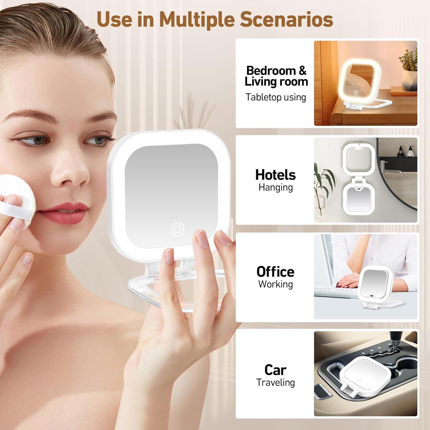 GOMIPURU Travel Mirror with Lights