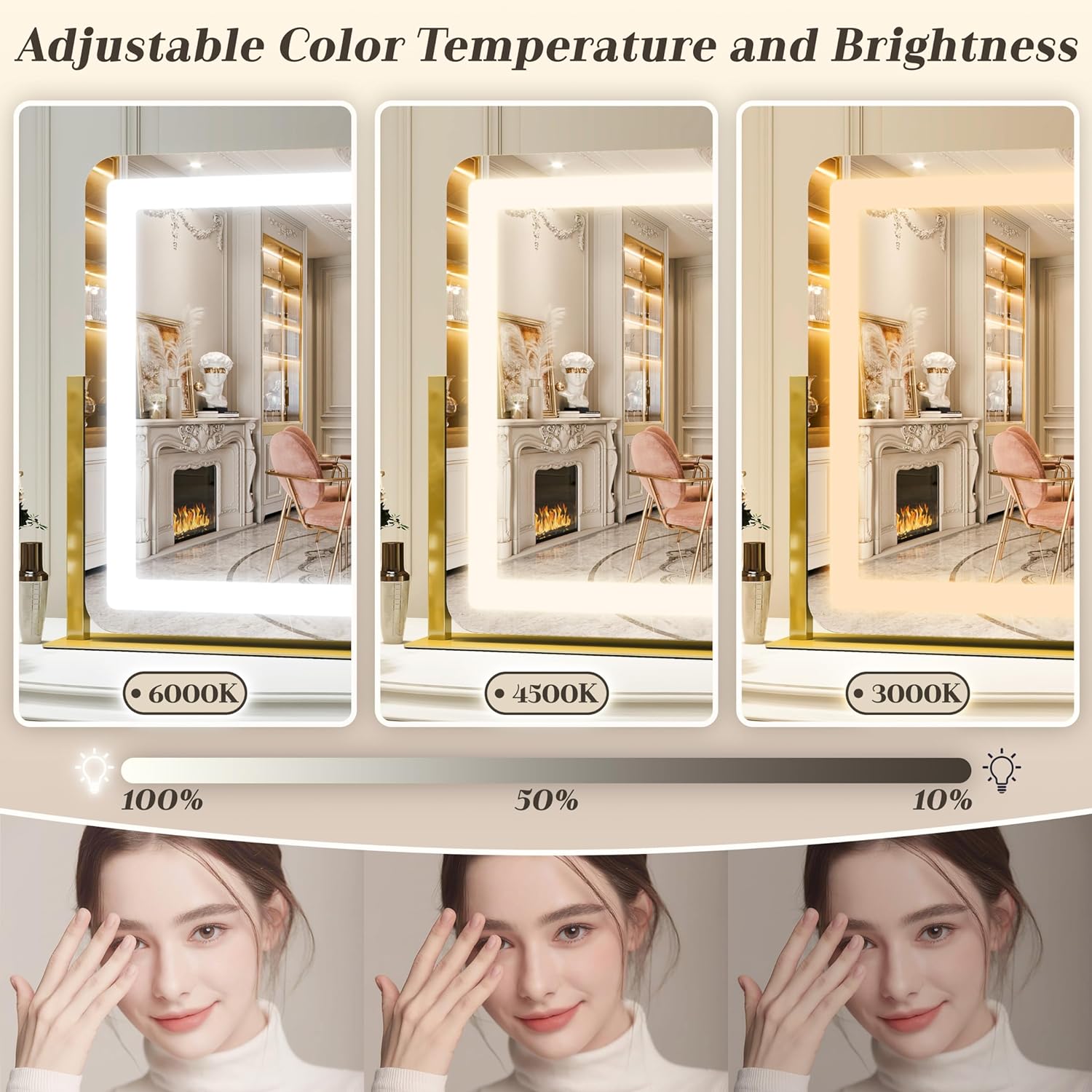 ROLOVE Gold Vanity Mirror