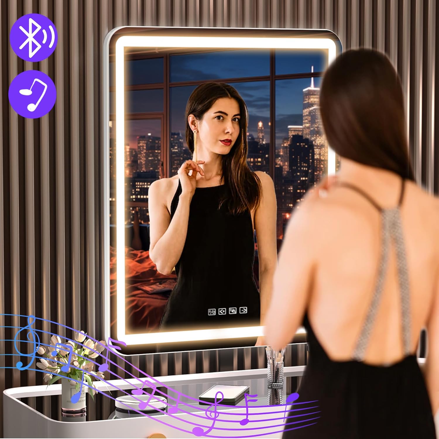 Vanity Mirror with Lights and Bluetooth Speaker