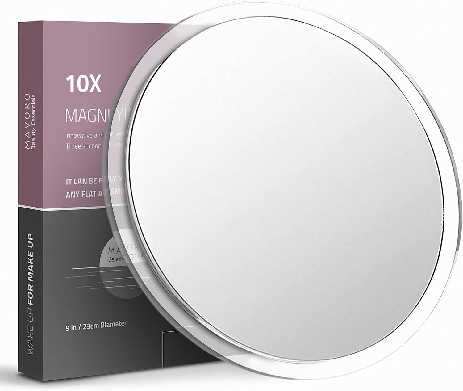 9-Inch Magnifying Mirror with Suction Cups for Makeup and Travel