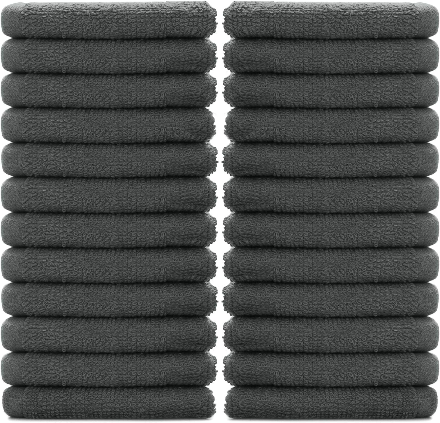 Premium 100 Cotton 24-Pack Washcloths Soft Plush Quick Dry Multi-Use