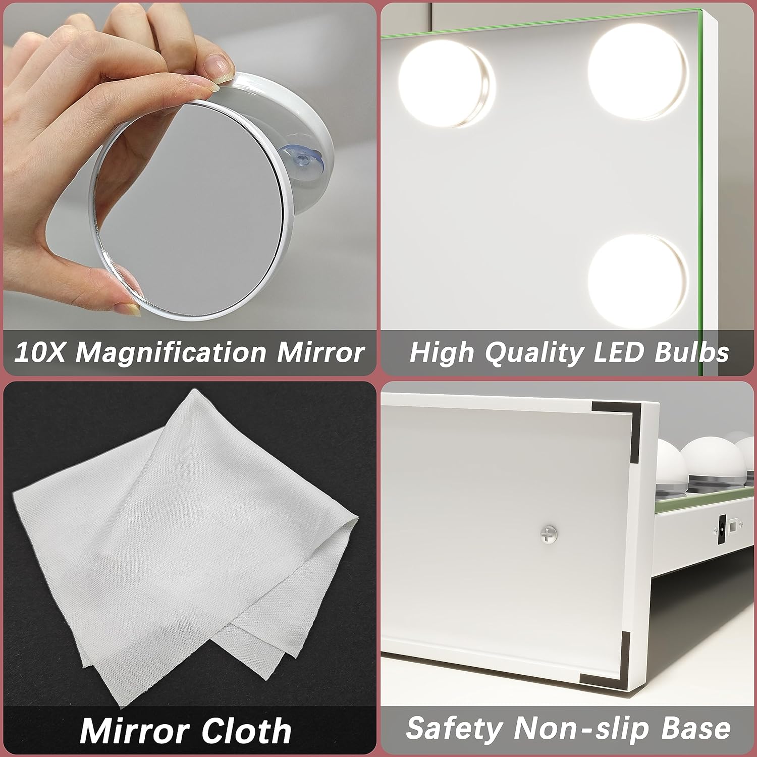 Extra-Large Hollywood Vanity Mirror with LED Lights and USB Charging