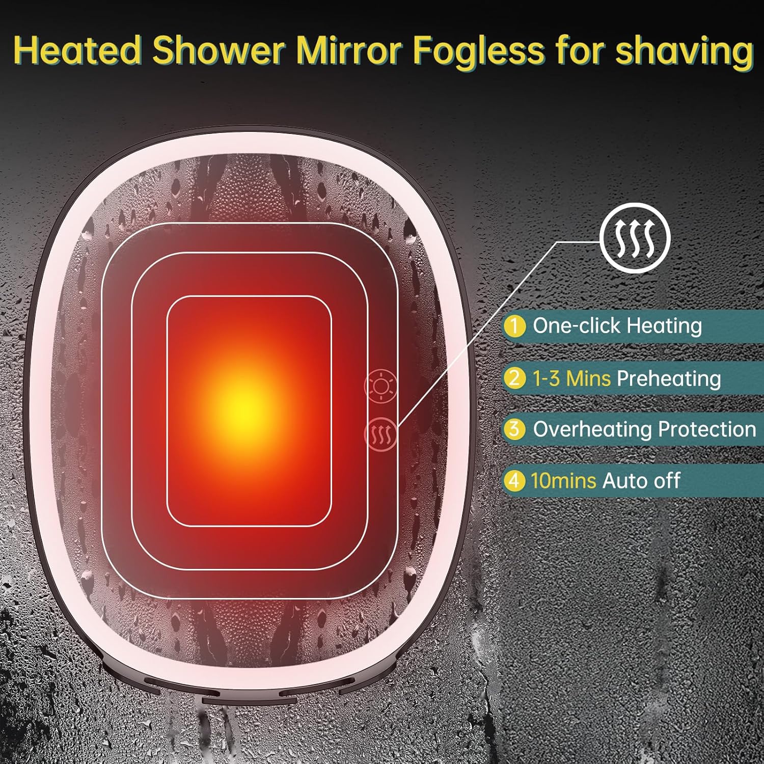 360 heated shower mirror for a fog-free shave