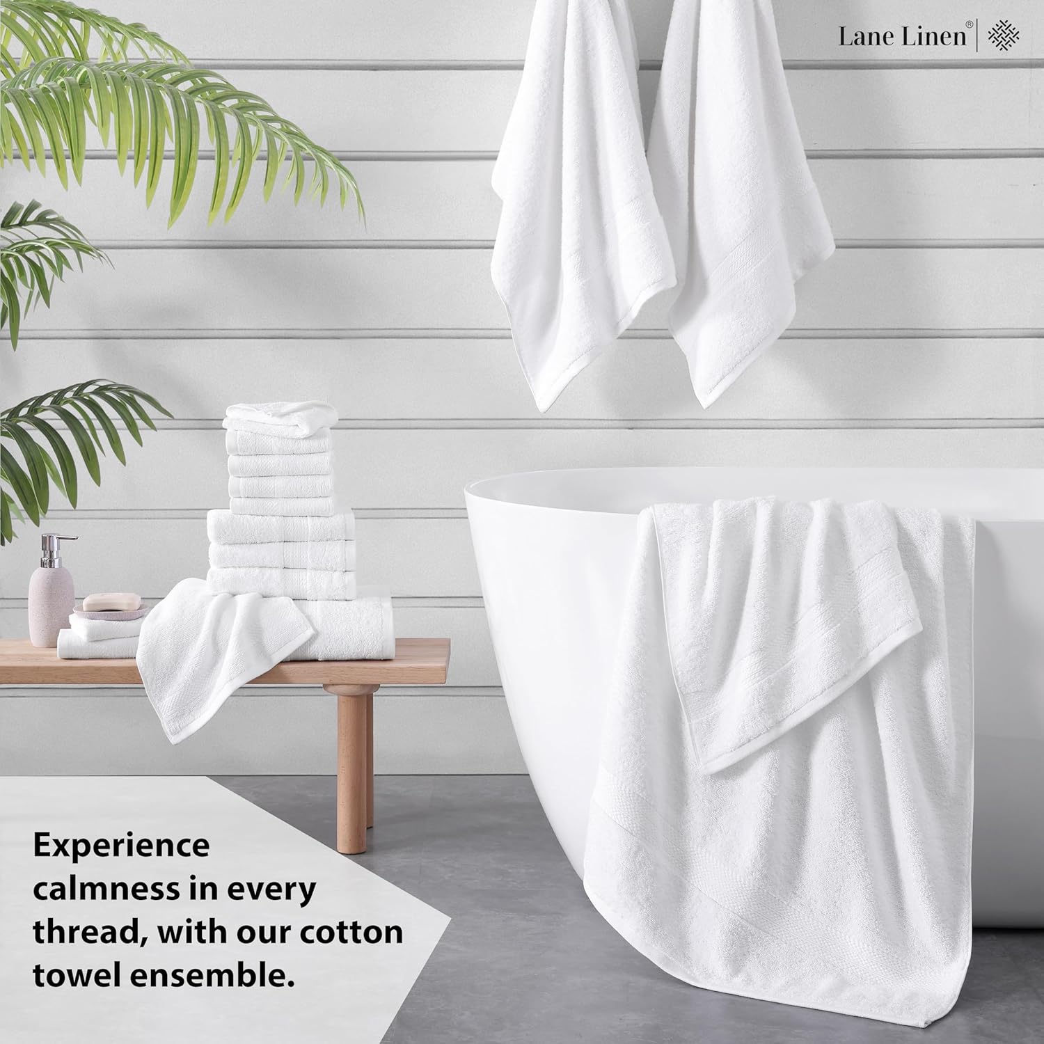 Premium 16-Piece White Bath Towels Set - Luxury Cotton for Wet Dry