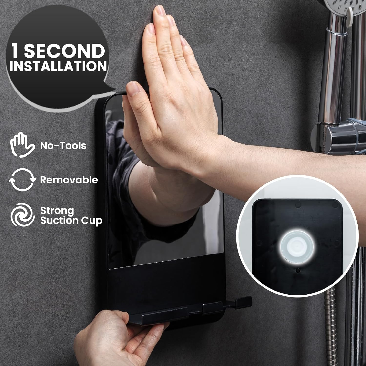 SAFEST and CONVENIENT shower shaving mirror